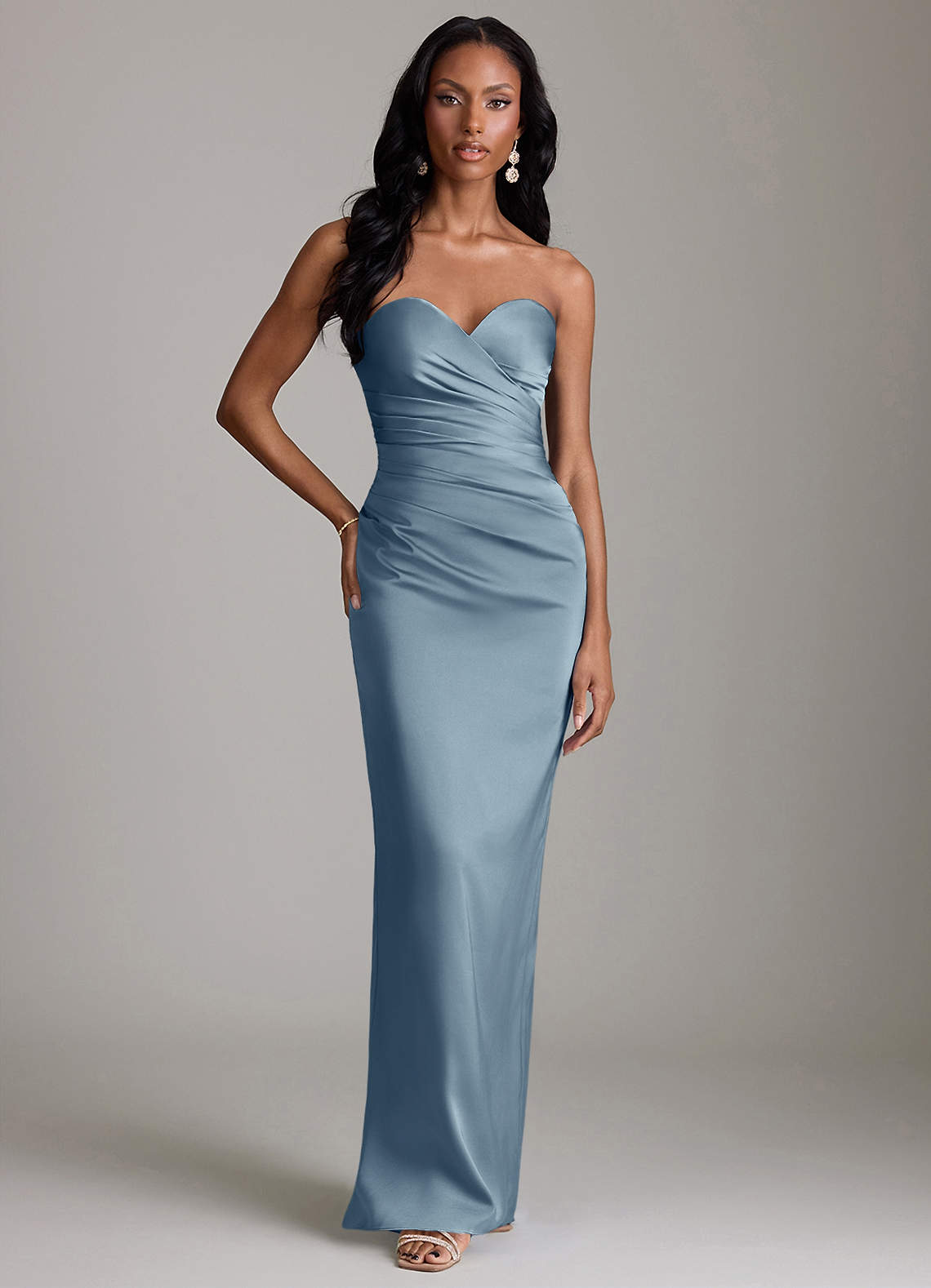 jasmyn mini dress blue Azazie Dusty Stretch Satin Bridesmaid Dresses Color:Gray Melange 100% Polyester PFID|RMV051T_402|PFMW PamperClaws Womens Satin Black
