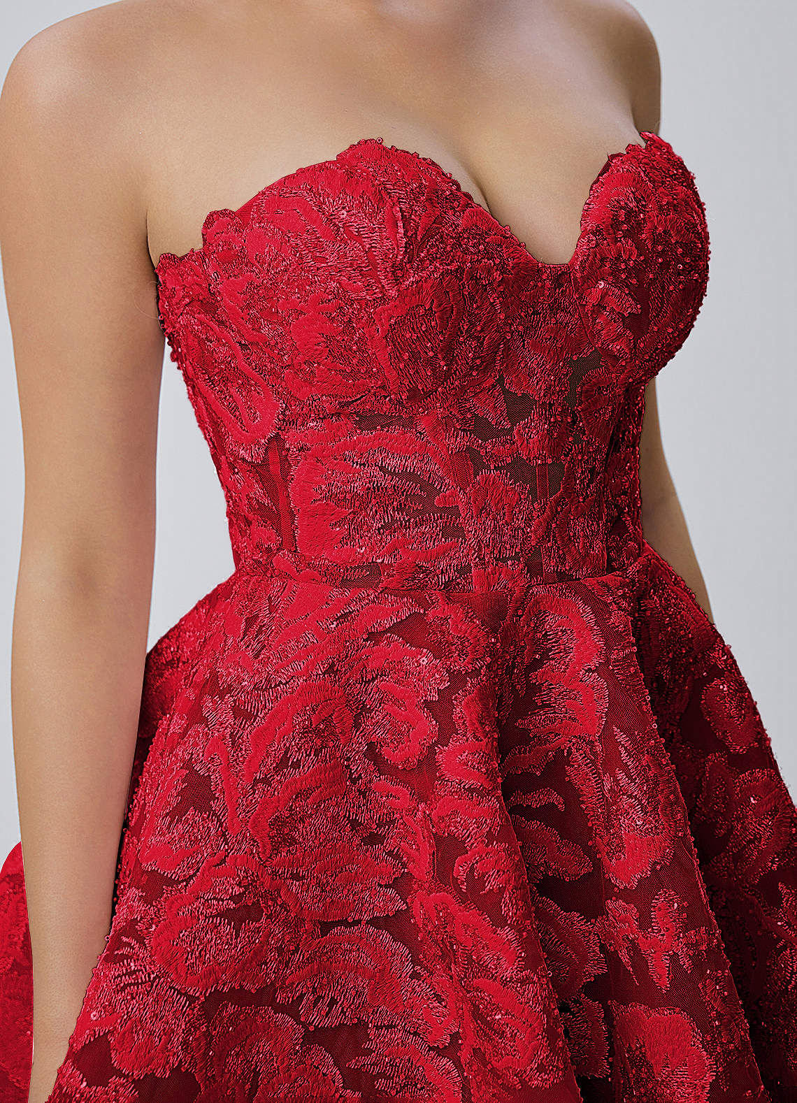 red strapless skater dress Mireille Red Strapless Floral Lace Corset Skater Mini Dress Prom and  Homecoming Dresses