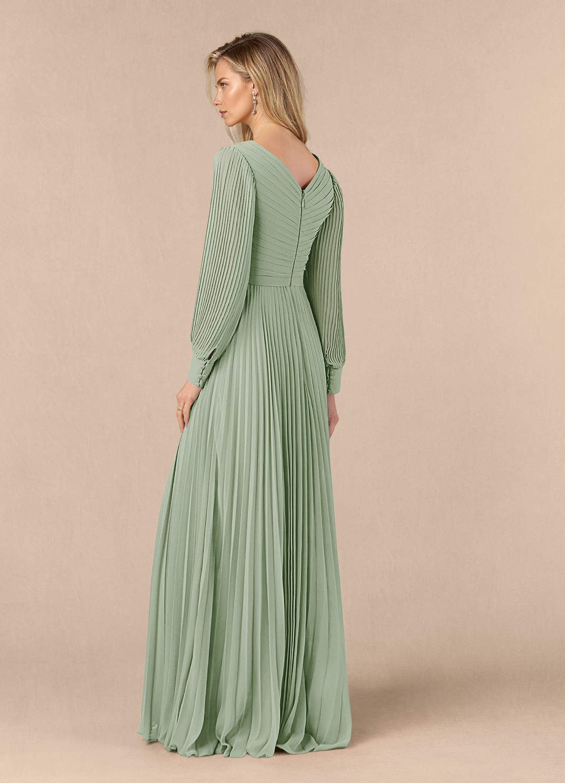 Azazie Zina Mother of the Bride Dresses Dusty Sage A-Line Pleated Chiffon Dress image2