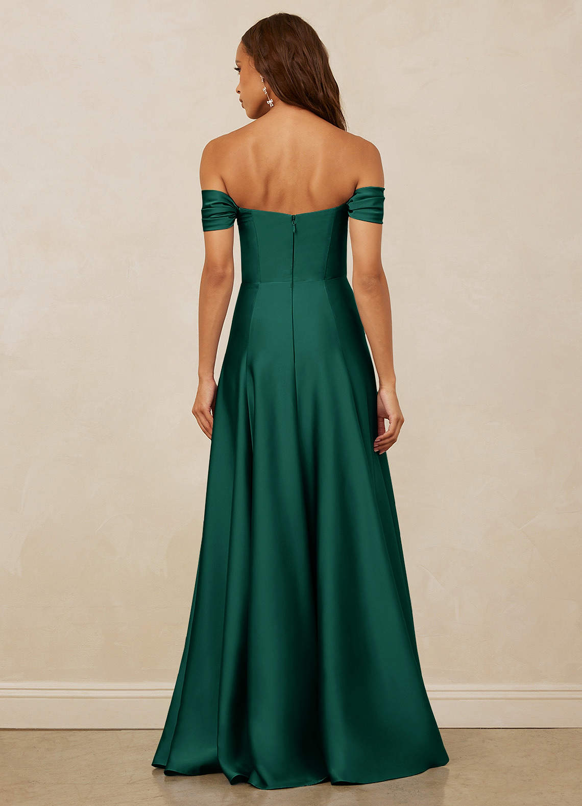 Christian Siriano Bridal for Azazie 1002 Bridesmaid Dresses Off Shoulder Stretch Satin A-line Dress image5