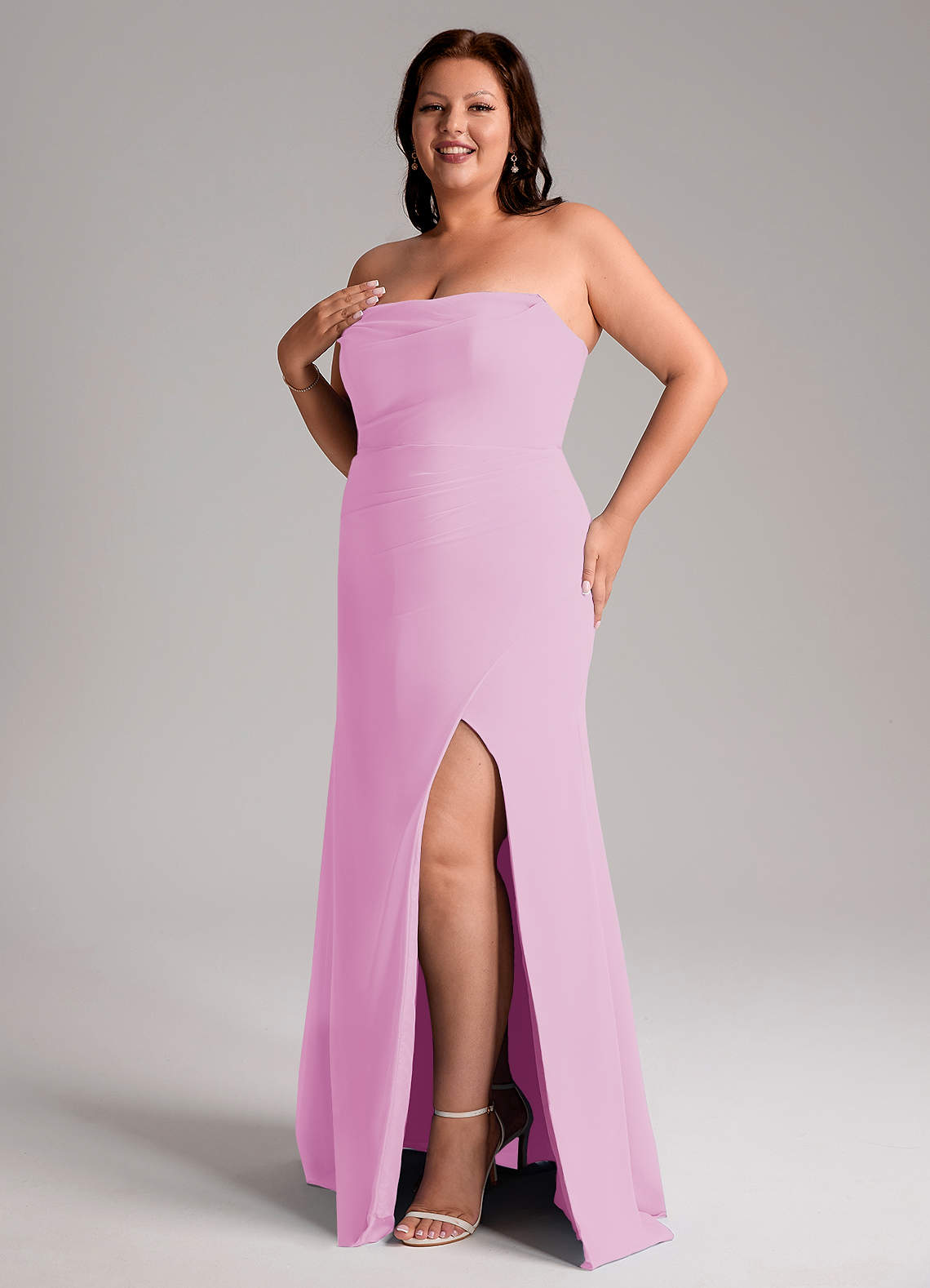 Azazie Leonis Candy Pink Chiffon Bridesmaid Dresses | Azazie