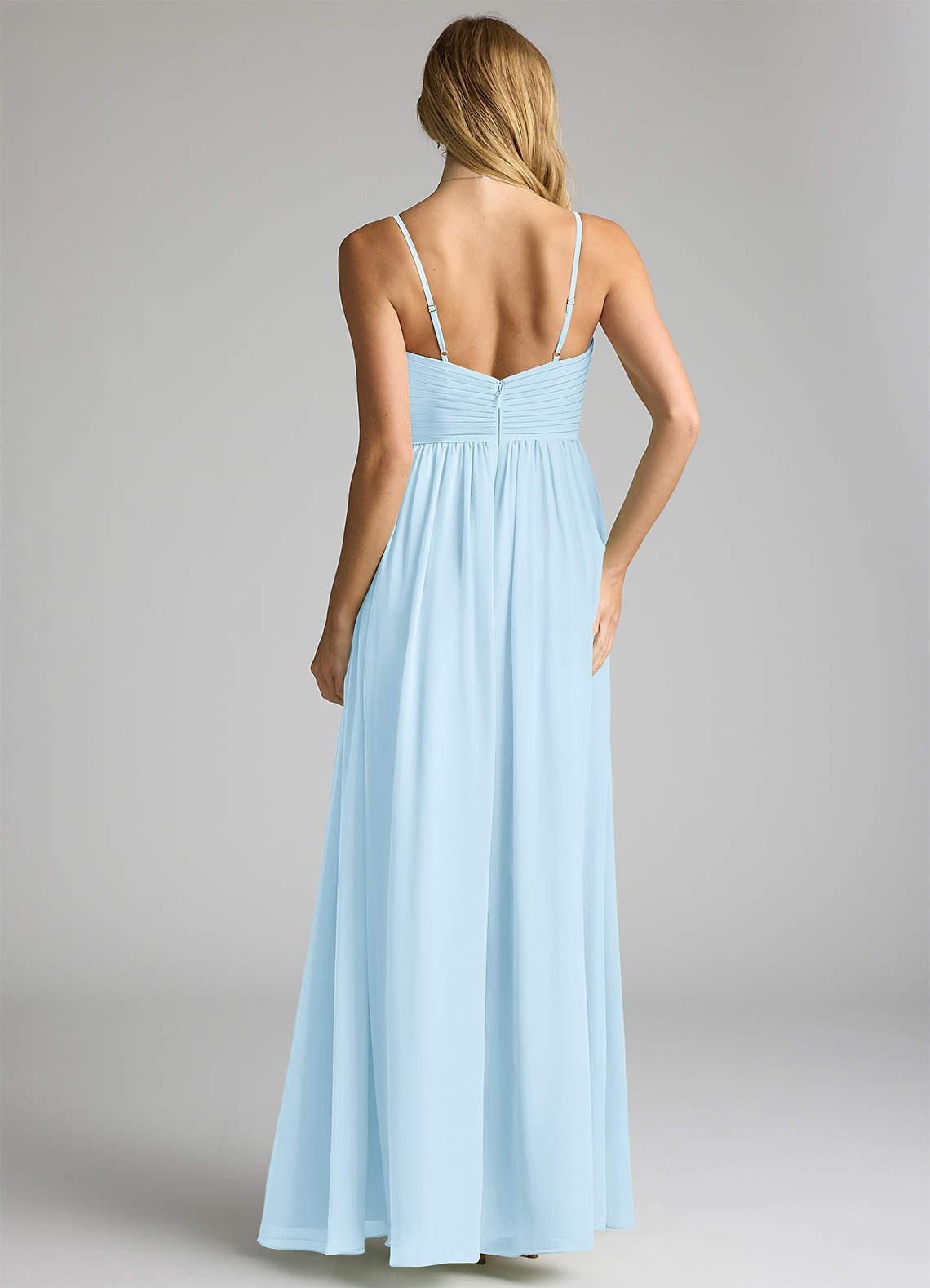 Azazie Alia Bridesmaid Dresses Sky Blue A-Line Pleated Chiffon Dress image4