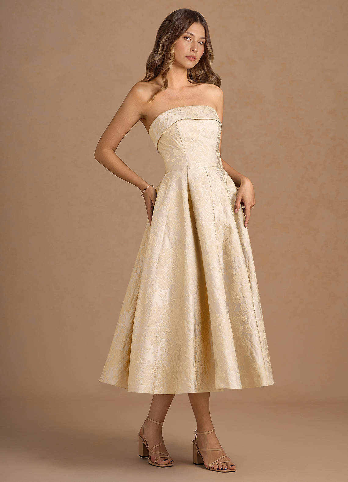 champagne taffeta dress Champagne silk taffeta gown and a sweeping side train with a hint of floral