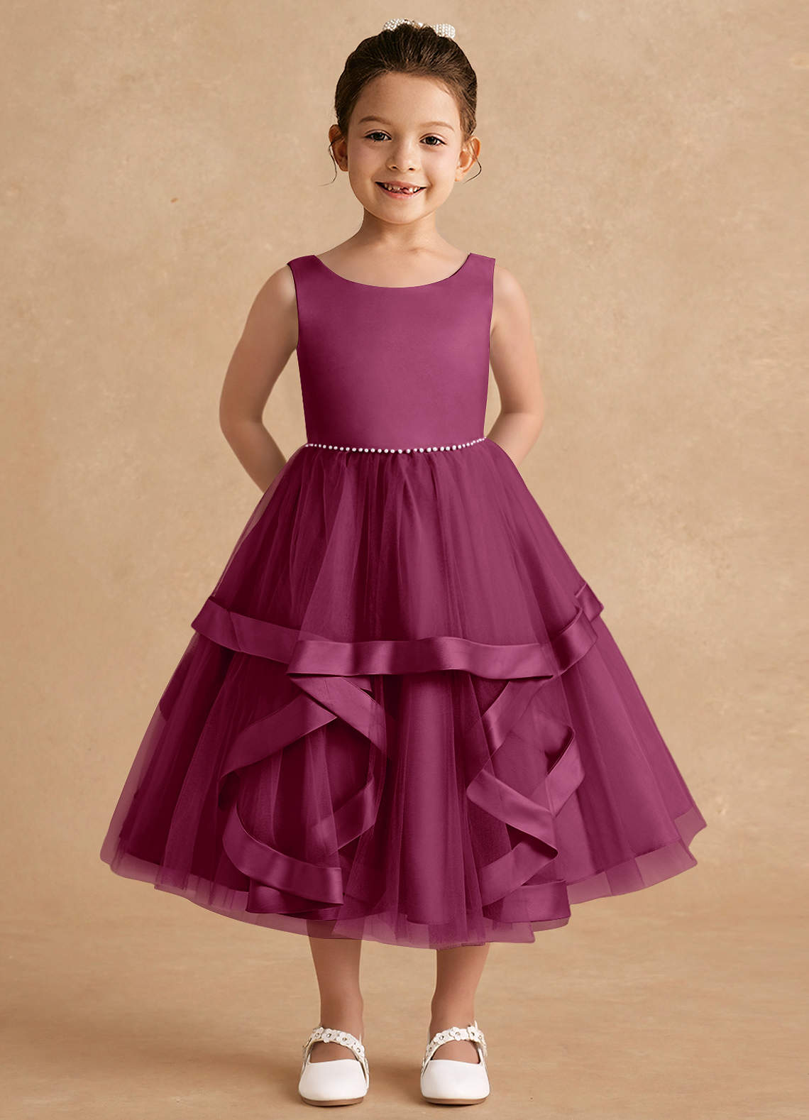 Fancy Girl Flower Dresses, Beaded Satin A-line Flower Girl Dresses Fancy Girl Flower Dresses, Beaded Satin A-line Flower Girl Dresses