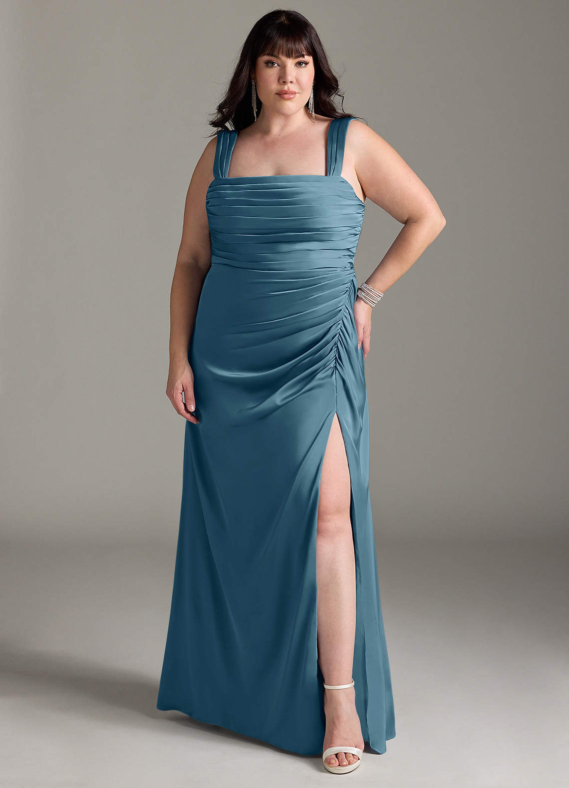 Azazie Jesaphine Bridesmaid Dresses Bermuda Sheath Bow Stretch Satin Dress image1