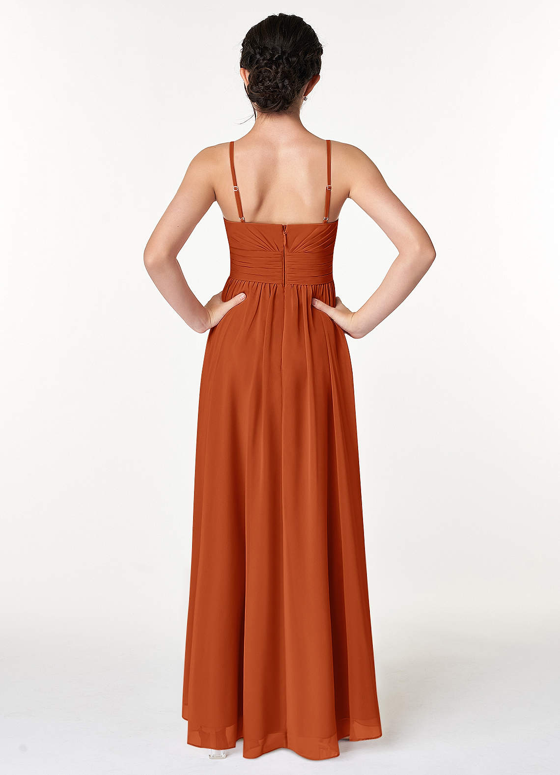 Azazie Catalina Junior Amethyst A-Line Ruched Chiffon Dress image1