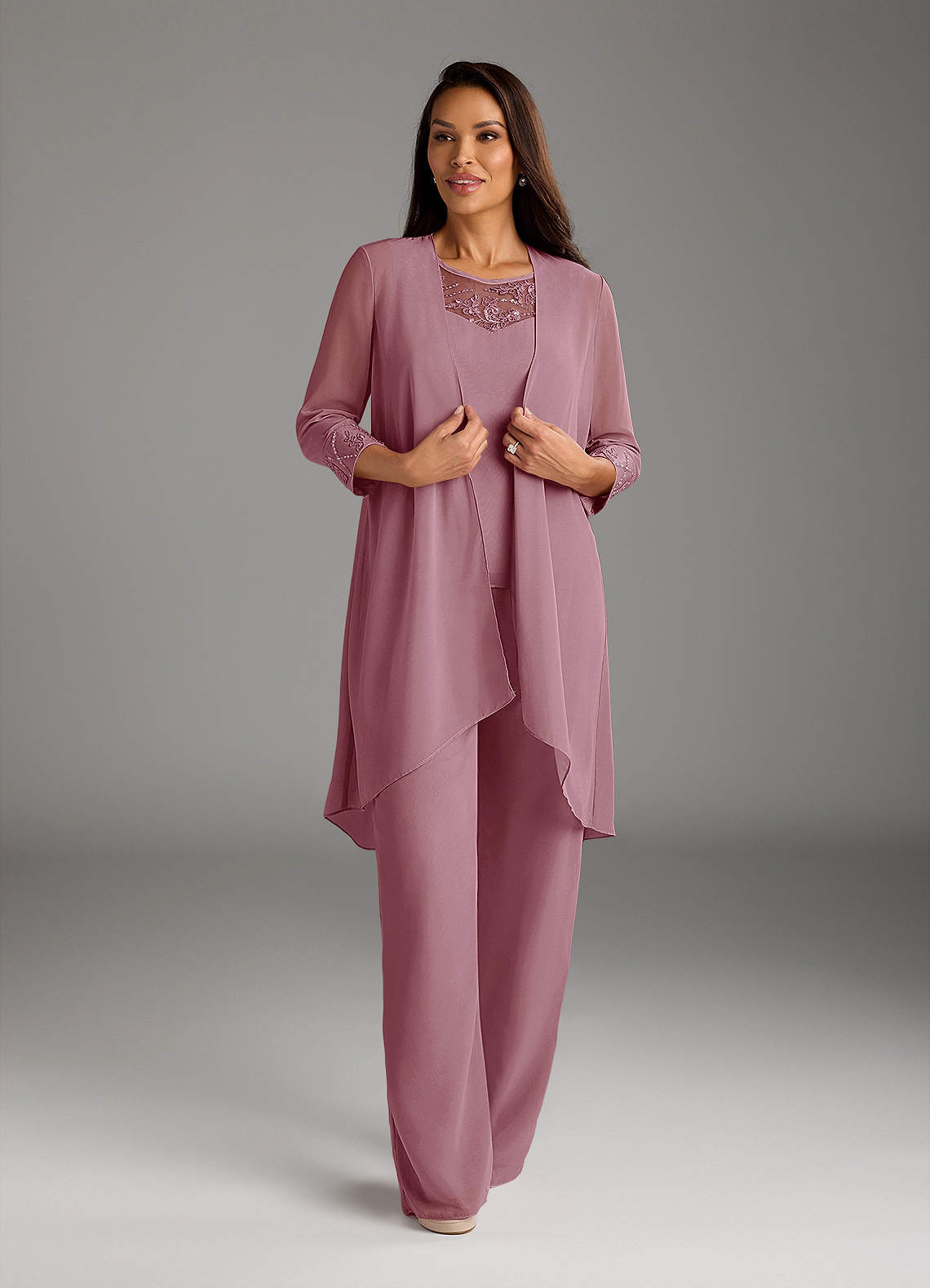 Azazie Maura Vintage Mauve Jumpsuit/Pantsuit Sequins Chiffon