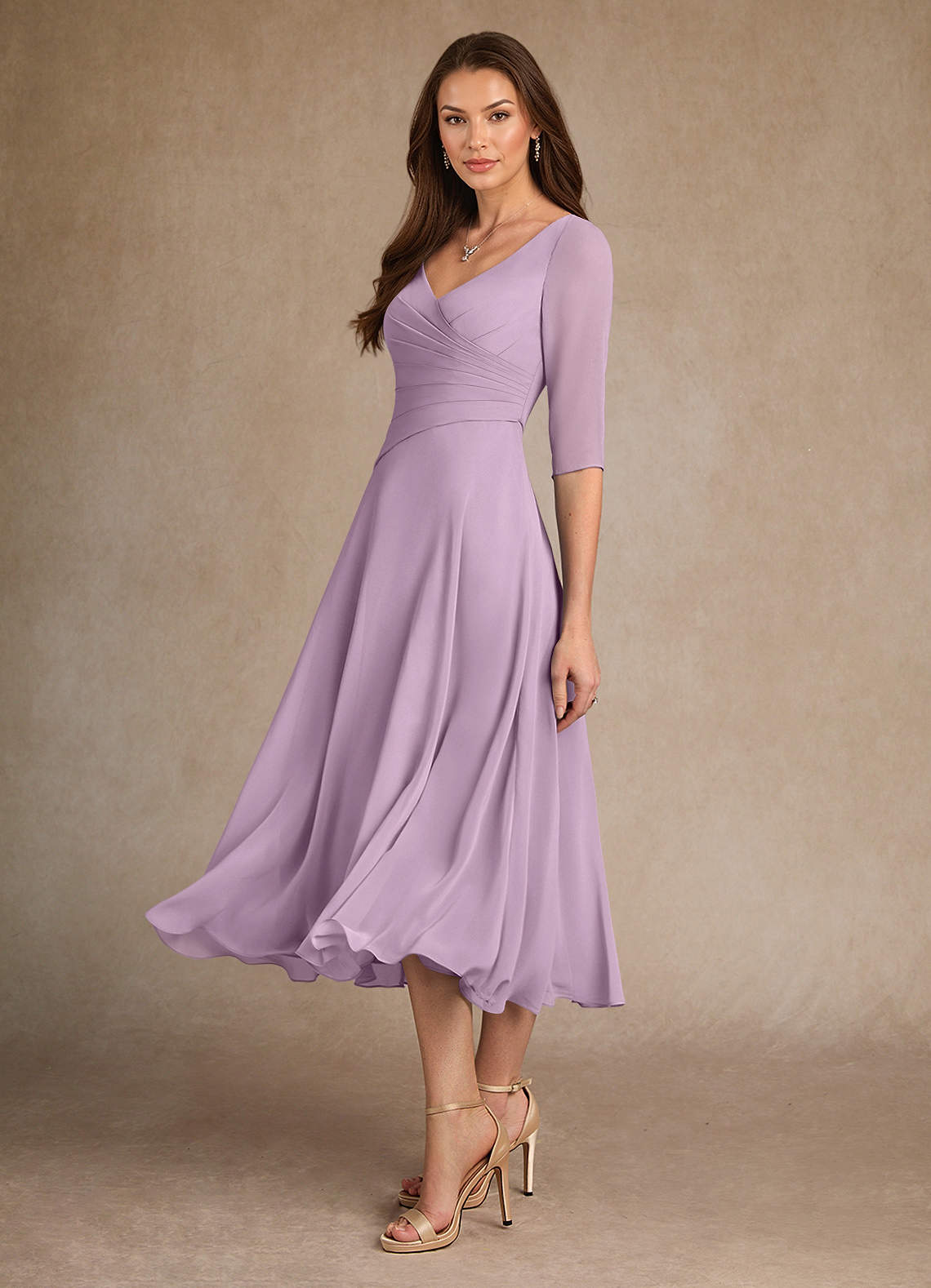 Azazie Durant Mother of the Bride Dresses Wisteria A-Line Pleated Chiffon Dress image1