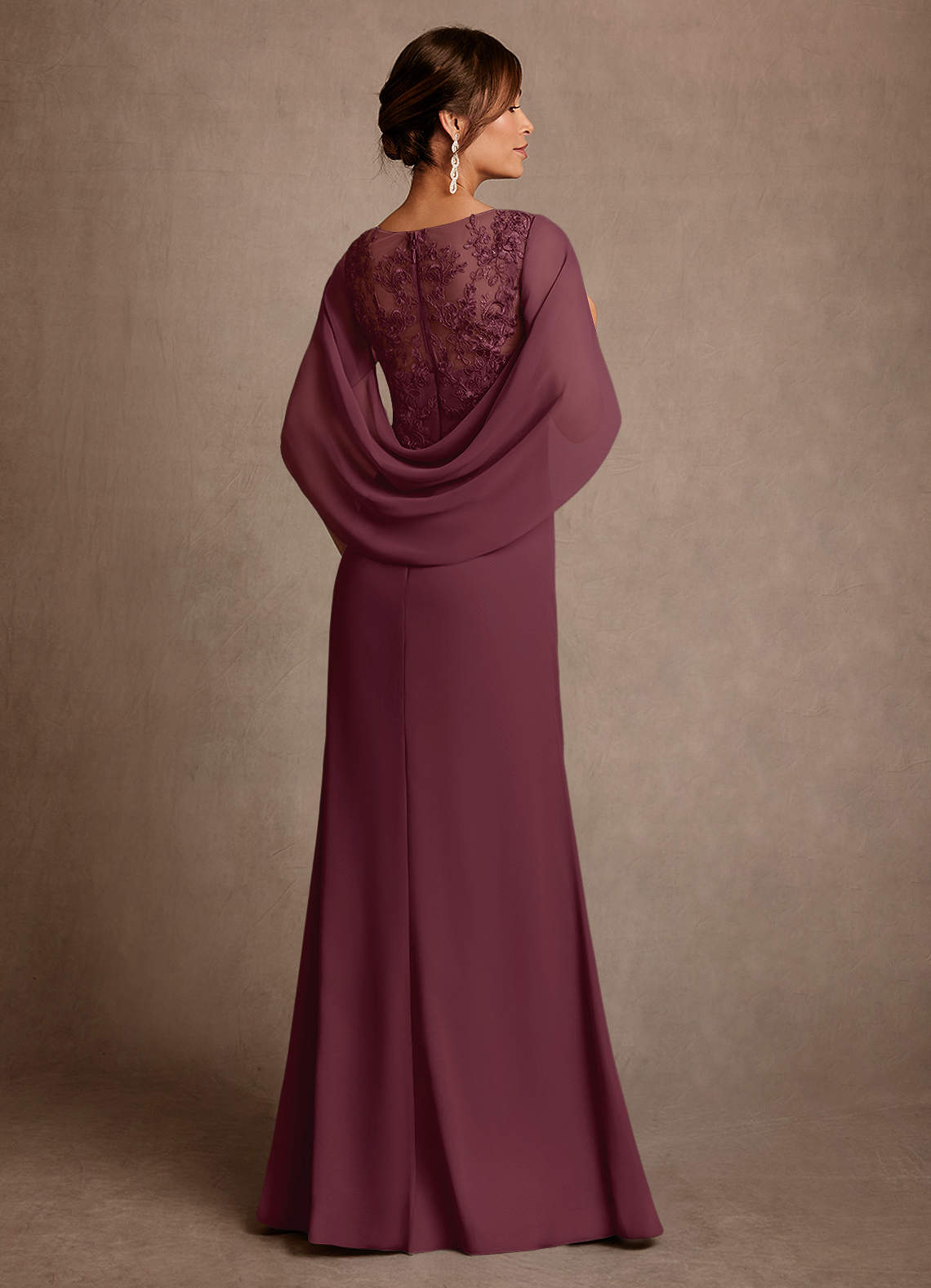 Azazie Santa Clara Mère de la mariée Robes Robe Trapèze en Dentelle Cabernet image1