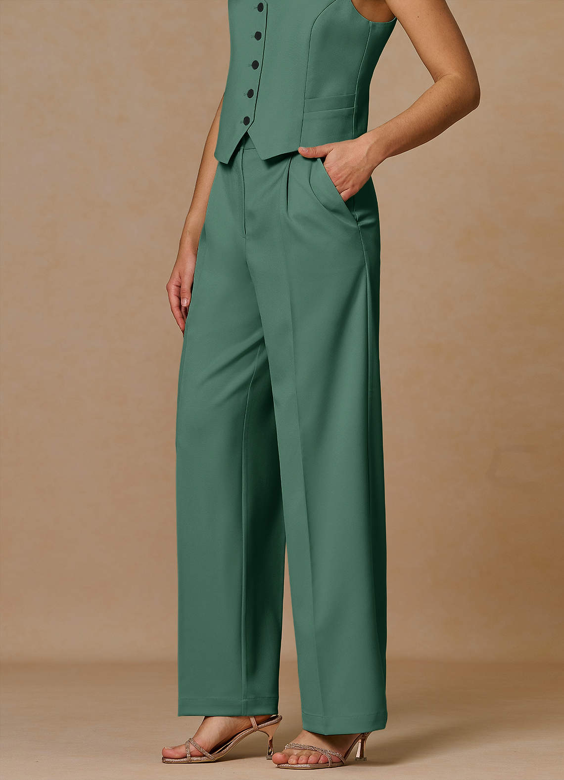 front Rowan Eukalyptus Raffinerede vævede performancebukser