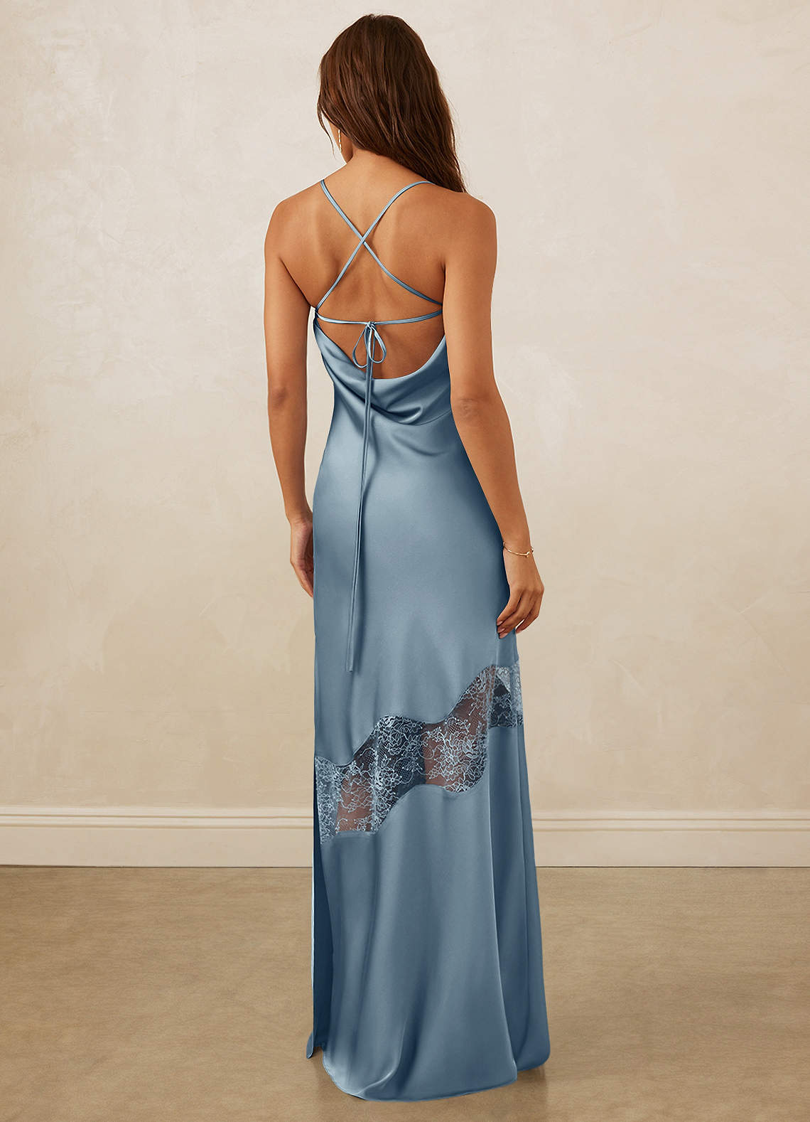 Christian Siriano Bridal for Azazie 1012 Bridesmaid Dresses Chantilly Lace Cut Out Stretch Satin Slip Dress image6