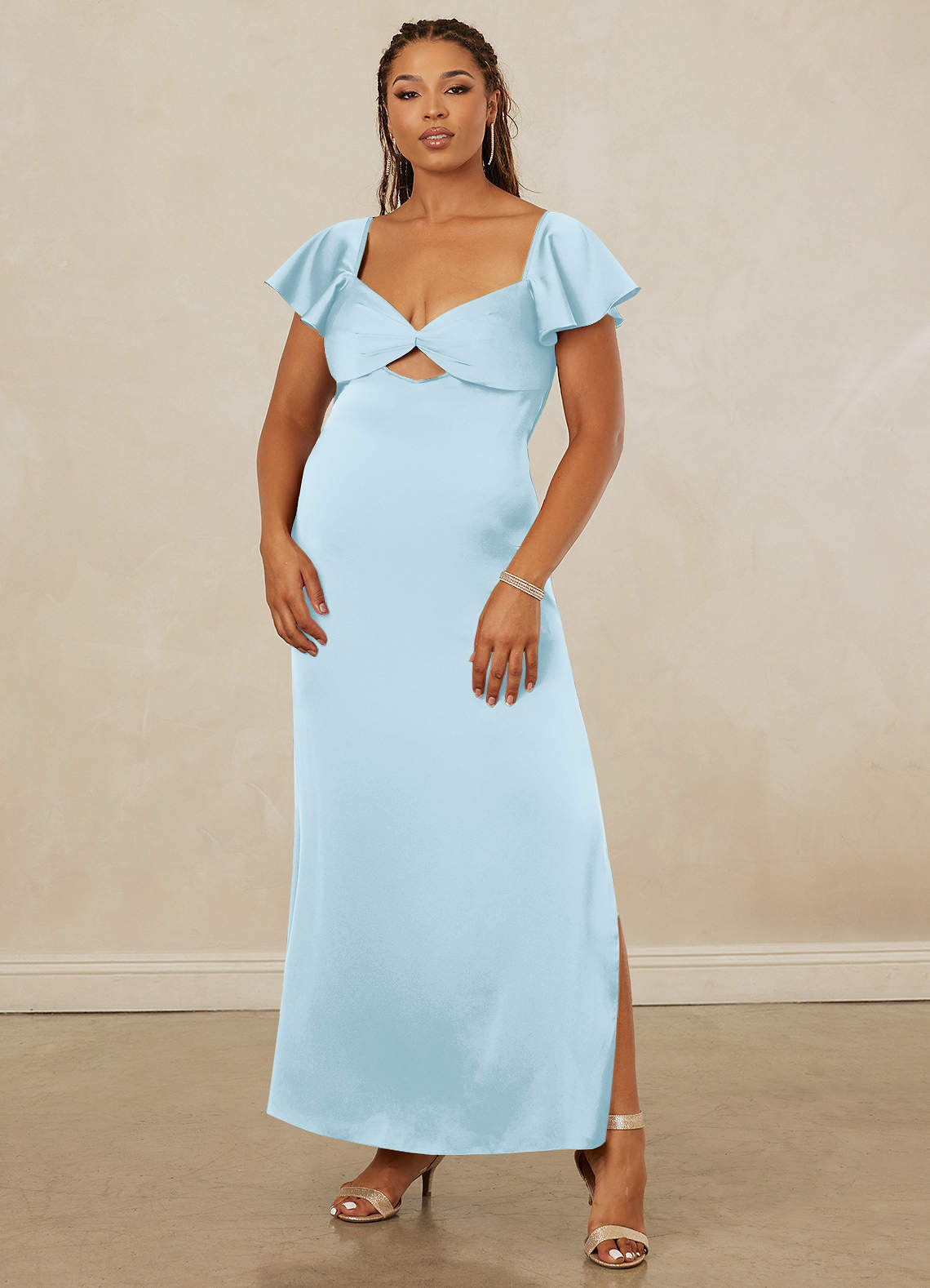 Christian Siriano Bridal for Azazie 1005 Bridesmaid Dresses Sky Blue Sheath Sweetheart Neckline Stretch Satin Dress image1