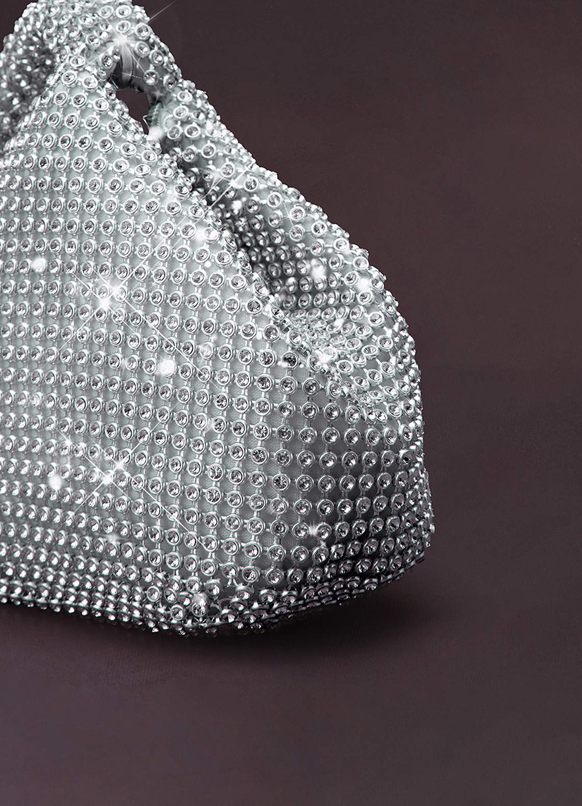 Silver Delicate Sparkling Rhinestone Zip Wrist Evening Bag | Azazie