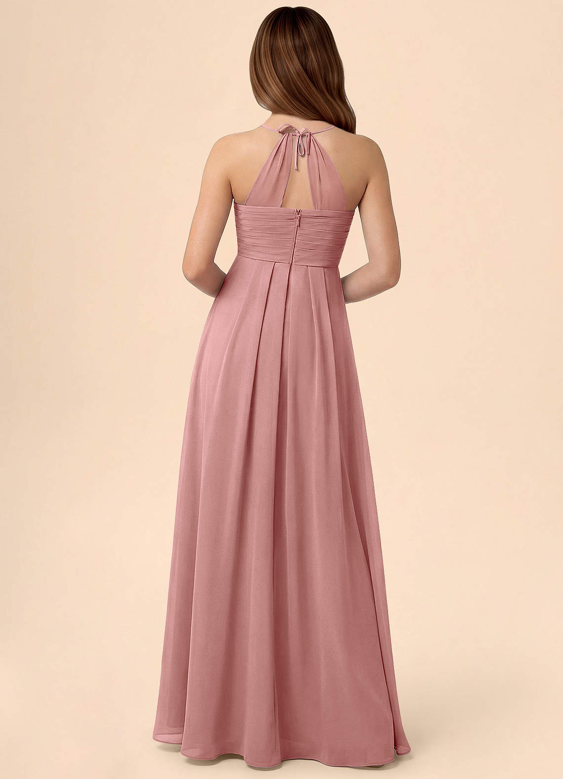 Azazie Ginny Junior Jurk van Chiffon met A-Lijn Geplooid Stoffige Roos image3