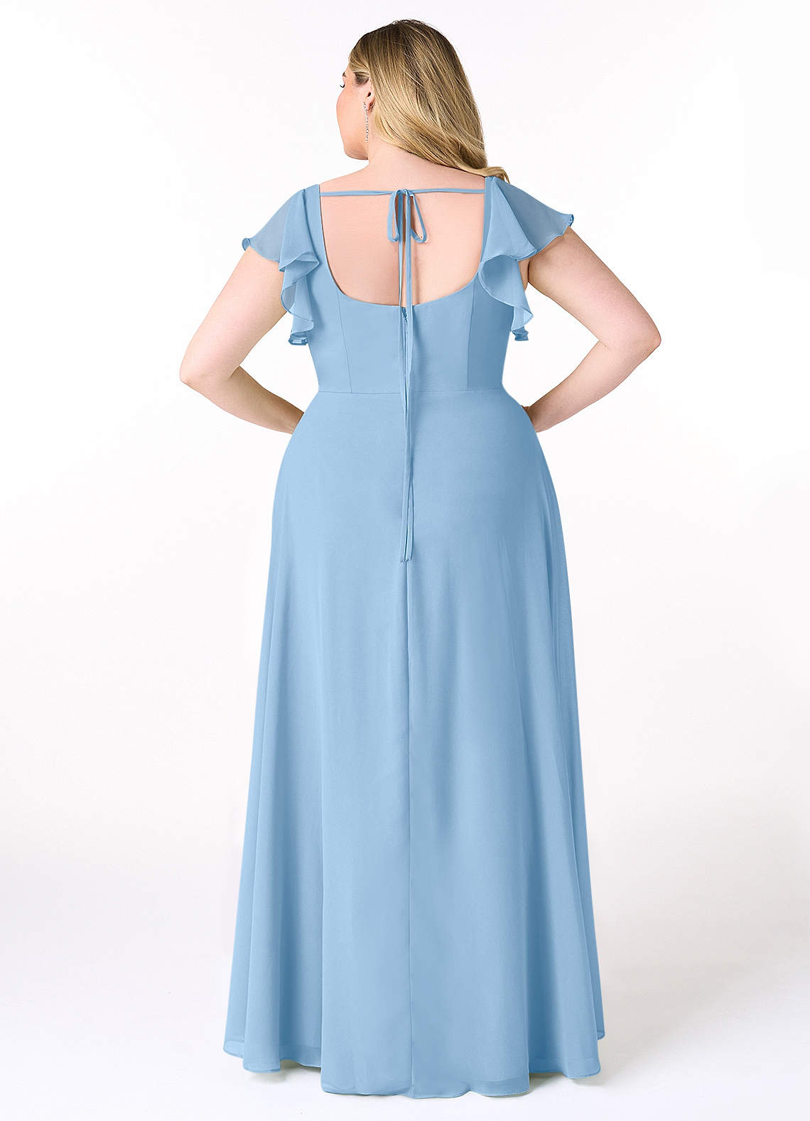 Azazie Bondi Bridesmaid Dresses Powder Blue A-Line Ruffled Chiffon Dress image7