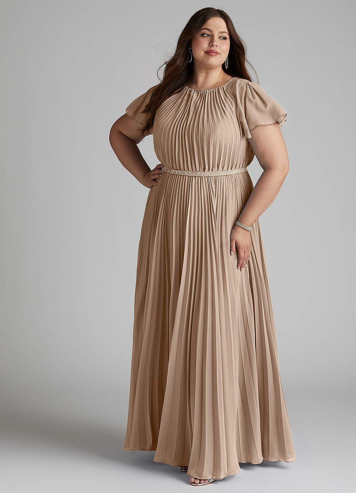 Azazie Kara Modest Bridesmaid Dresses A-Line Pleated Chiffon Floor-Length Dress image12