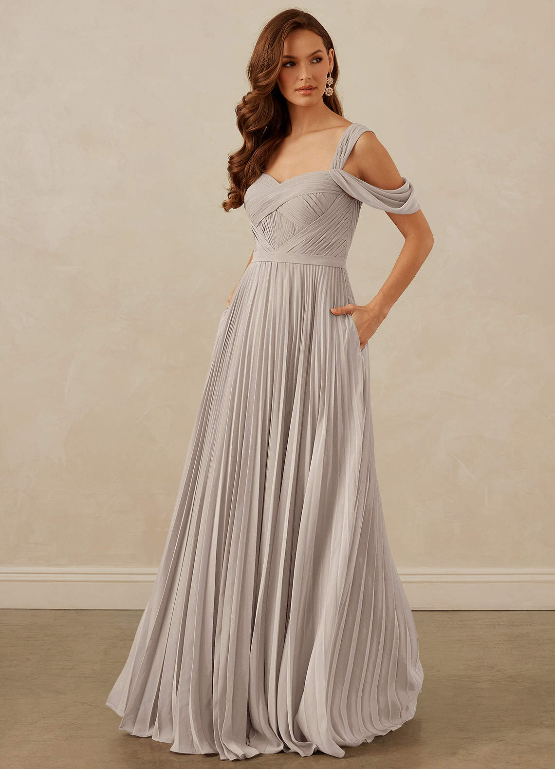 Christian Siriano Bridal for Azazie 1013 Bridesmaid Dresses Frost A-Line Off the Shoulder Chiffon Dress image1
