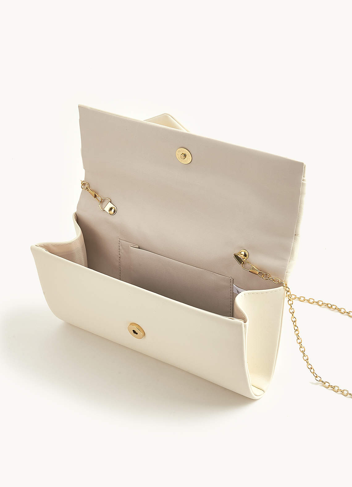 front Pleated Bow Glitter Clutch