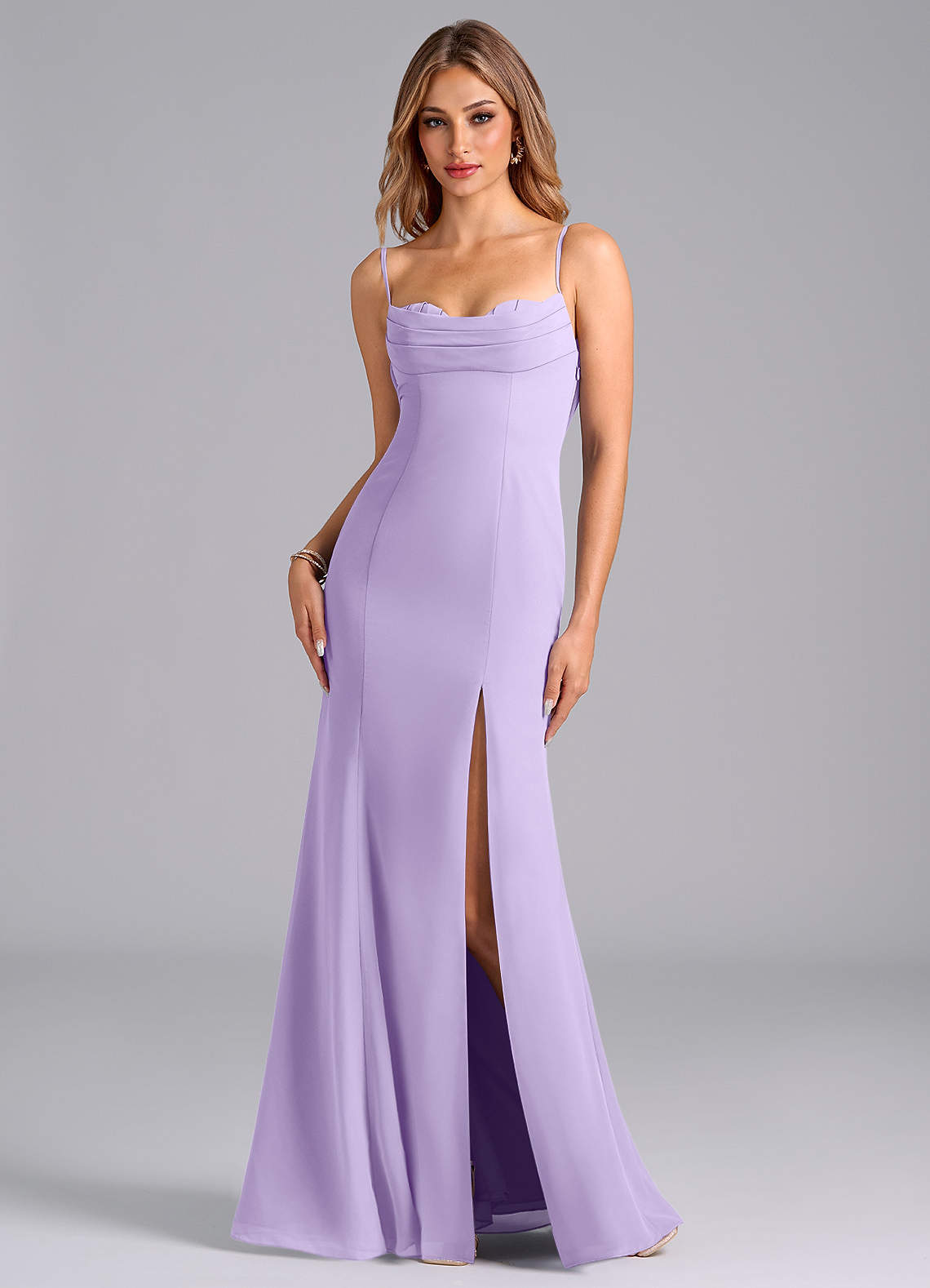 Azazie Wynni Bridesmaid Dresses Lilac Mermaid Corset Chiffon Dress image1