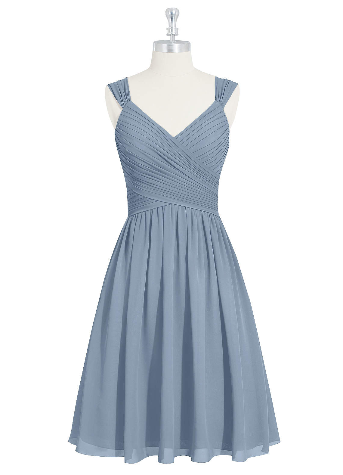 Azazie Angie Bridesmaid Dresses Dusty Blue A-Line Pleated Chiffon Dress image6