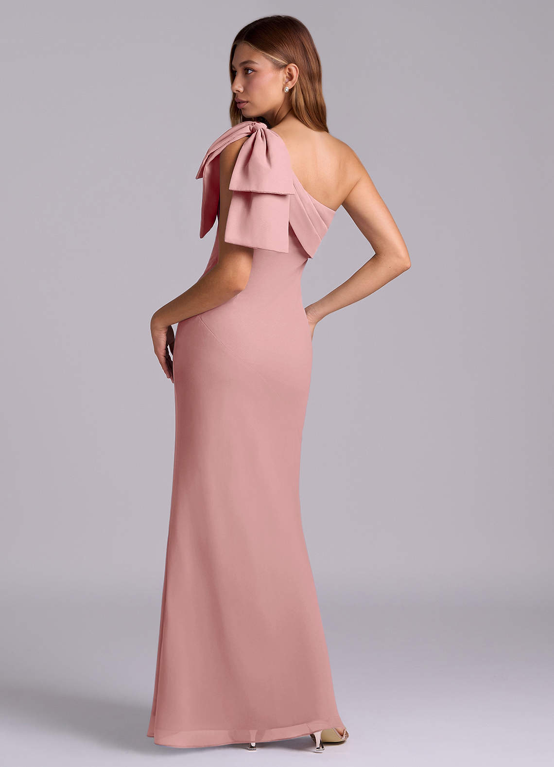 Azazie Yuanna Bridesmaid Dresses Dusty Rose Mermaid One Shoulder Chiffon Dress image5