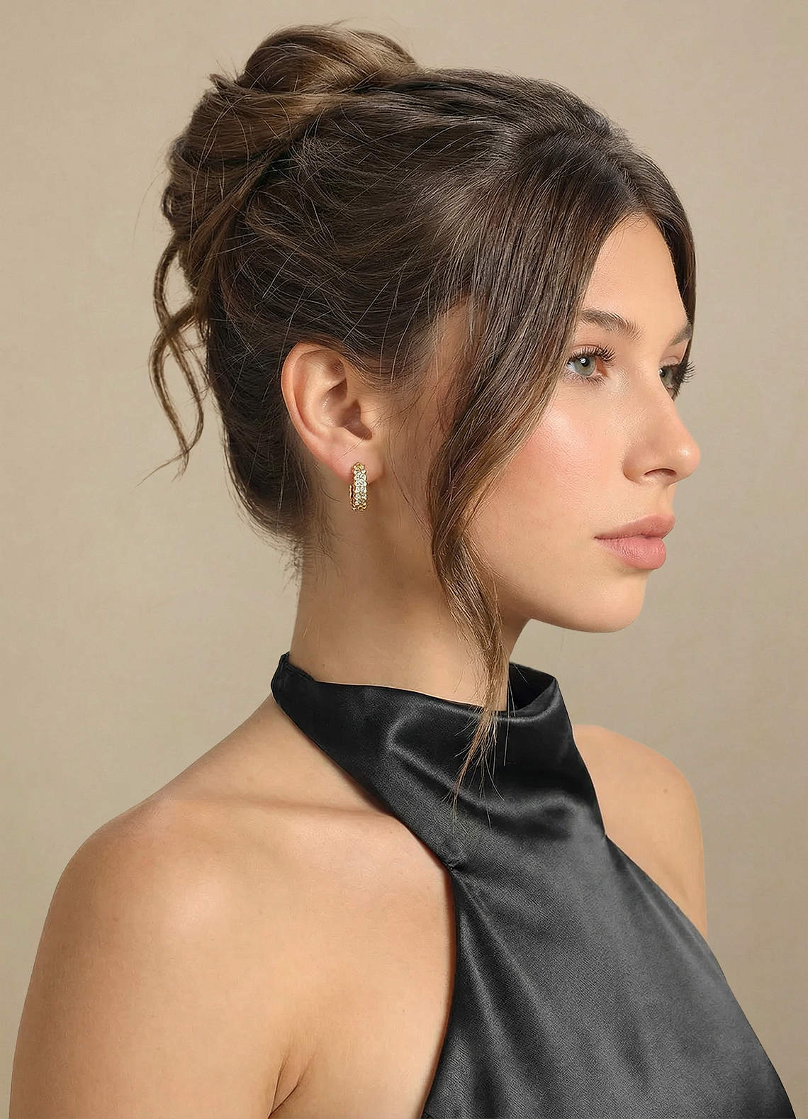 front 18 Karat vergoldete, minimalistische französische Retro-Creolen