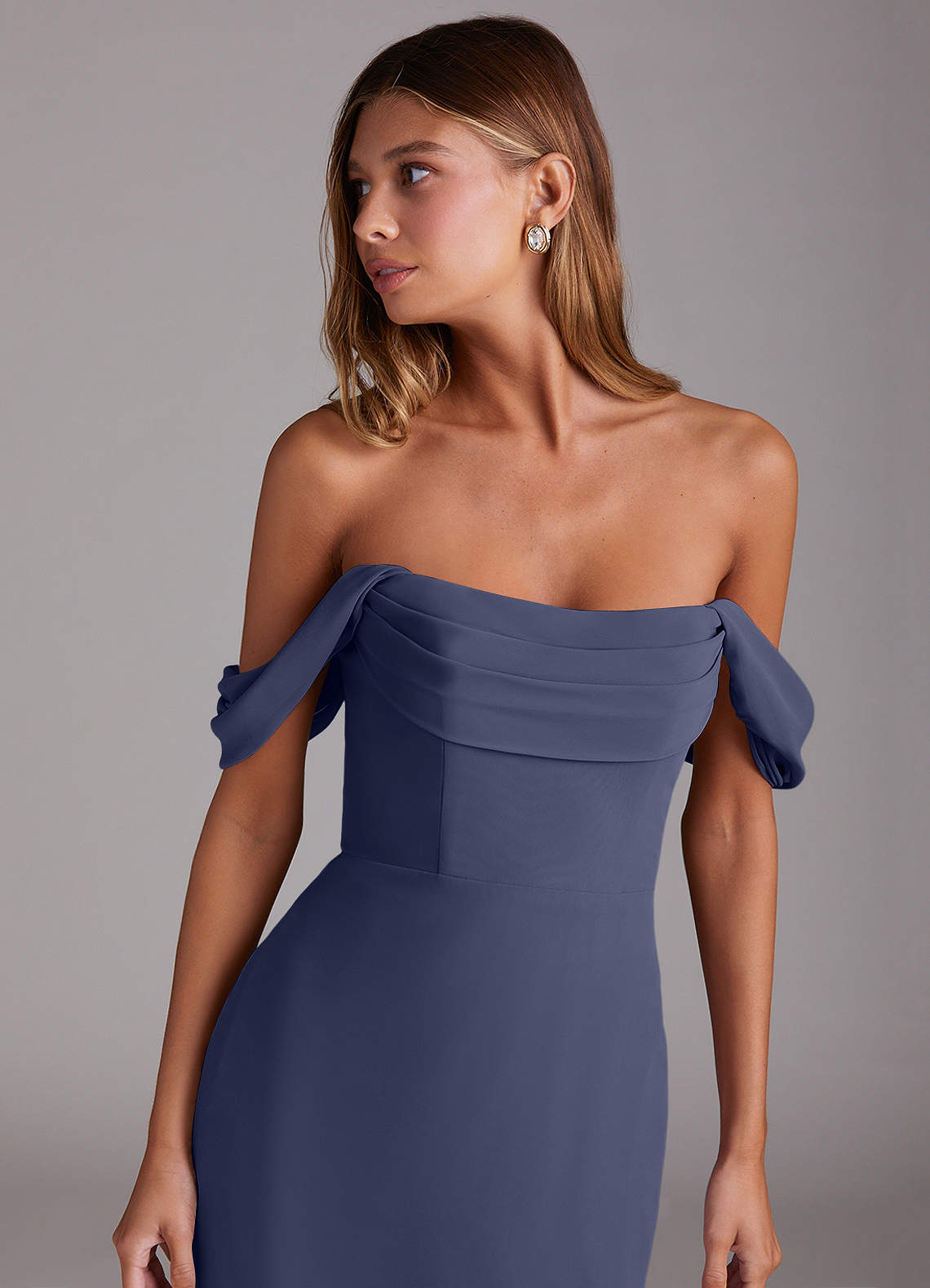 Azazie Saige Bridesmaid Dresses Stormy A-Line Off the Shoulder Chiffon Convertible Dress image4