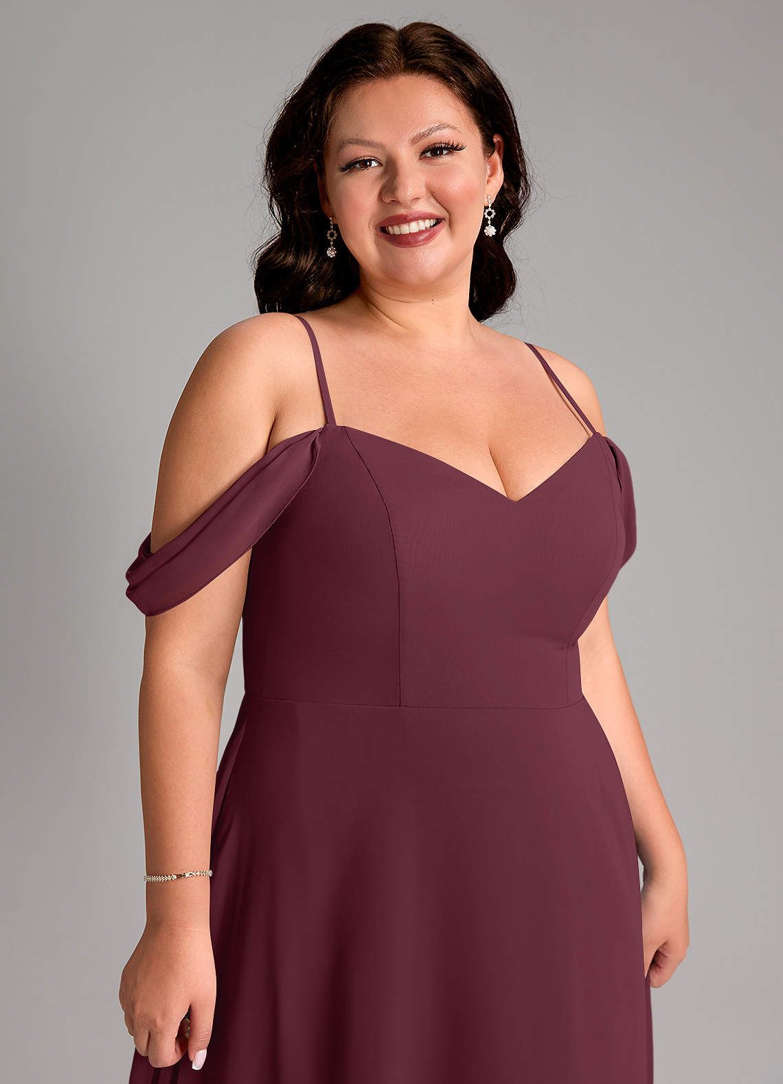 cabernet bridesmaid dress plus size Azazie Marley Satin