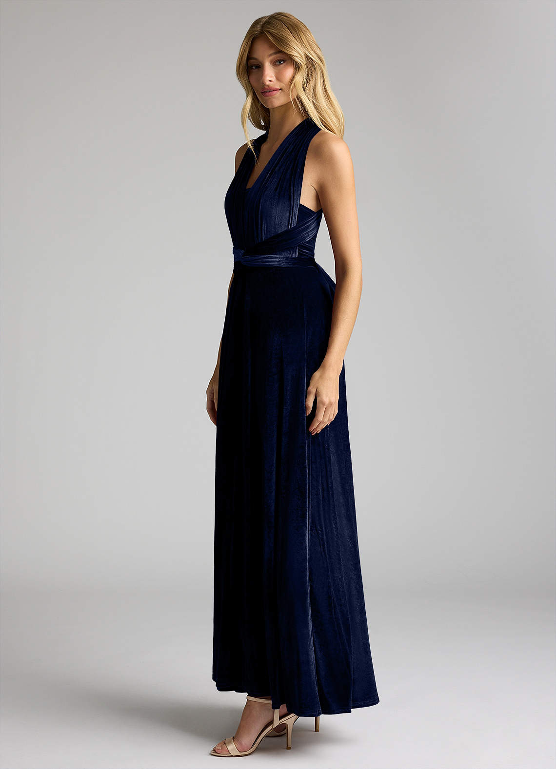 Azazie A Line Princess Floor Length Velvet Bridesmaid Dresses Navy