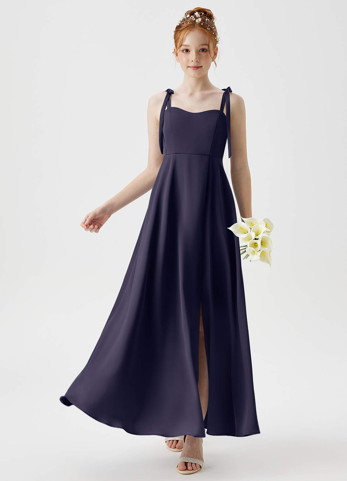 Azazie Rosey Junior A-Linie Herzausschnitt Stretch-Satin Kleid Sturm image1