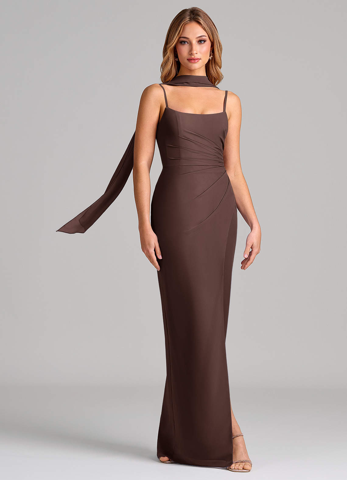 Azazie Sheath Scoop Neck Floor-Length Chiffon Bridesmaid Dresses
