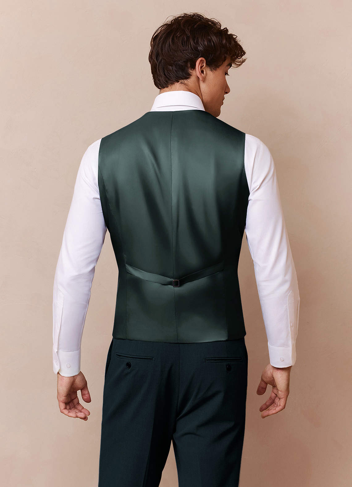 front Savile Dark Green Wool Blend Suit Vest