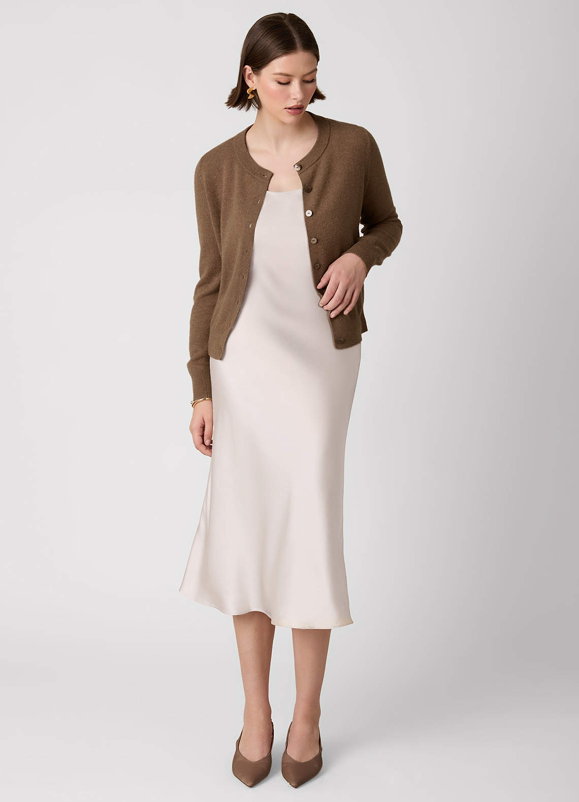 front 100% Cashmere Cropped Cardigan