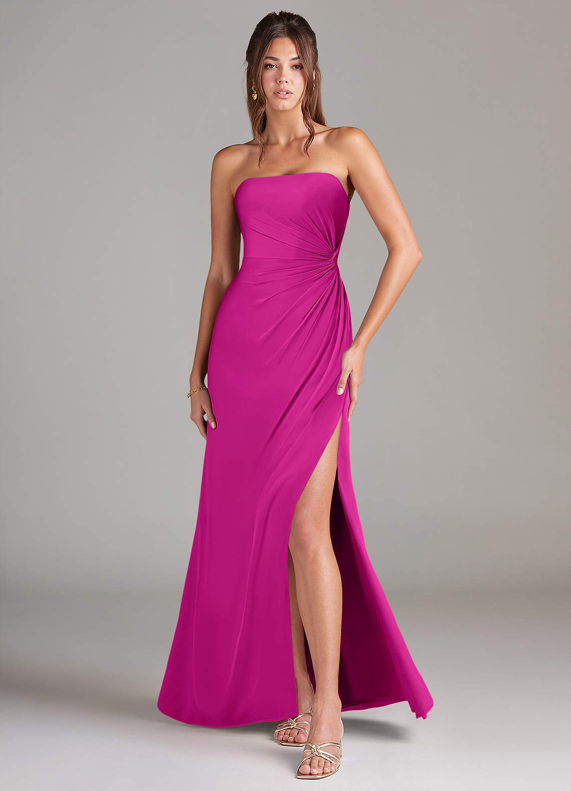 Azazie Aliani Bridesmaid Dresses Fuchsia Sheath Strapless Chiffon Convertible Dress image1