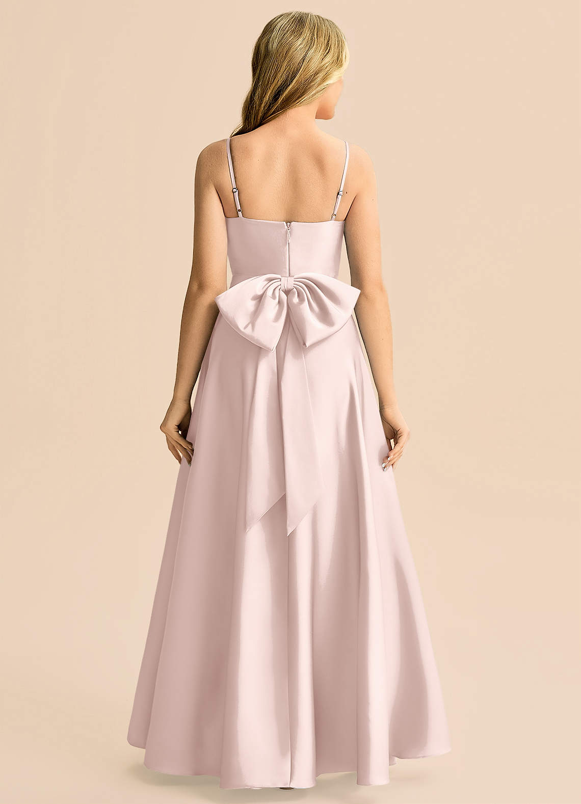 Azazie Rumi Junior Klä av A-Line i Stretch Satin Plisserad image1