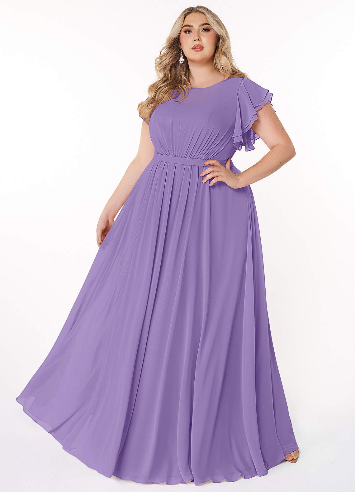 Azazie Daphne vestidos de dama de honor modestos Vestido de Corte En A Volantes Hasta el suelo Gasa image1