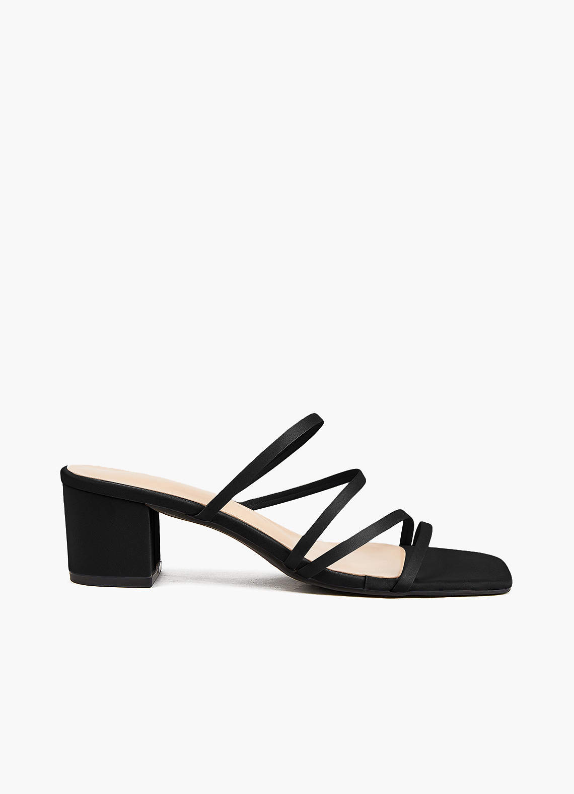 front Matching Color Matte Satin Strap Low Heel Sandals