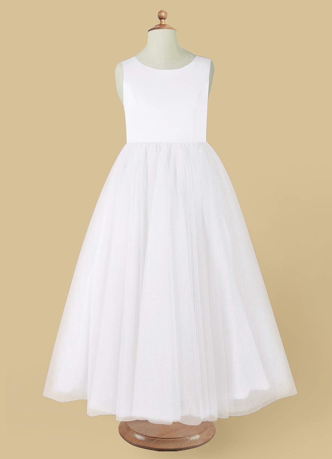 Azazie Muni Flower Girl Dresses White A-Line Bow Tulle Dress image5