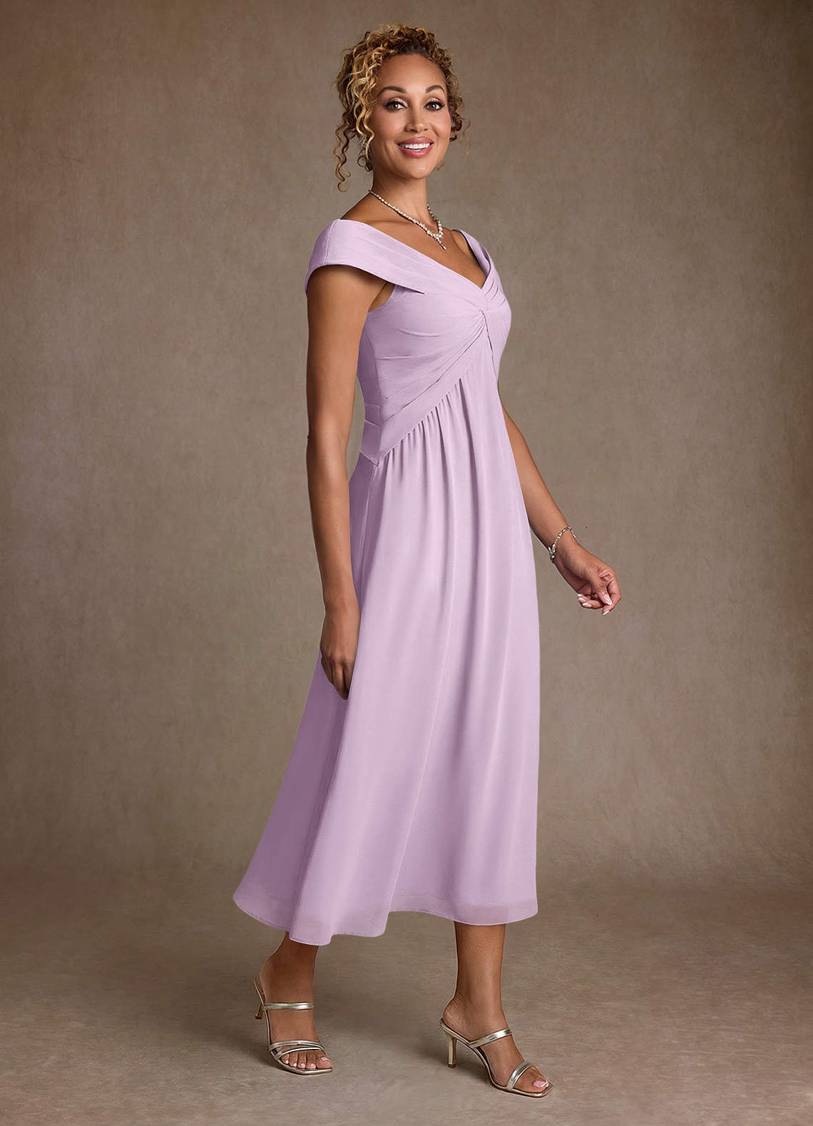 Azazie Mirta Schlussverkauf A-Linie Plissee Blumen-Burnout Kleid Frostiges Flieder image2