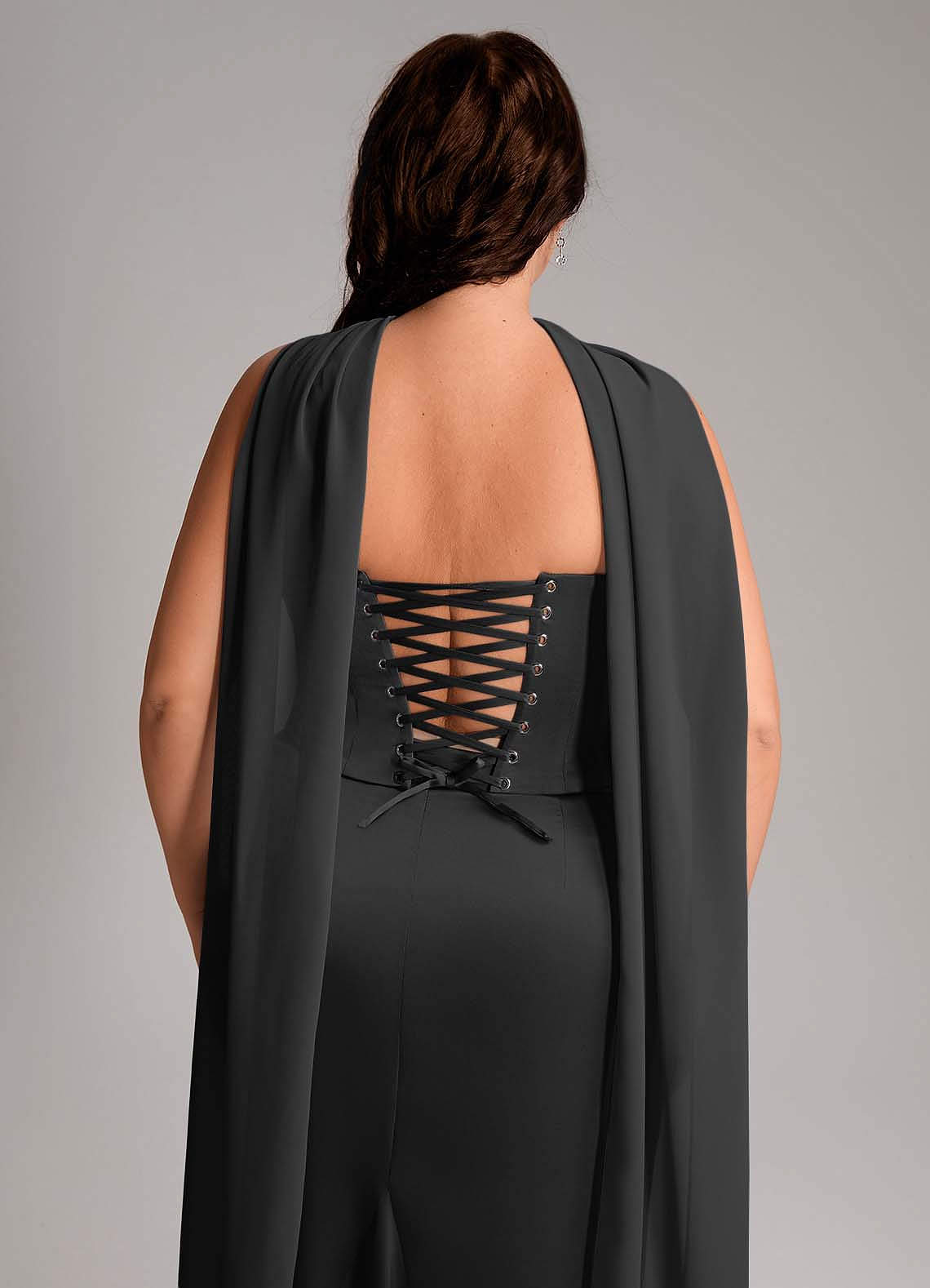 Azazie Sorrel Bridesmaid Dresses Black Mermaid Strapless Stretch Satin Convertible Dress image13