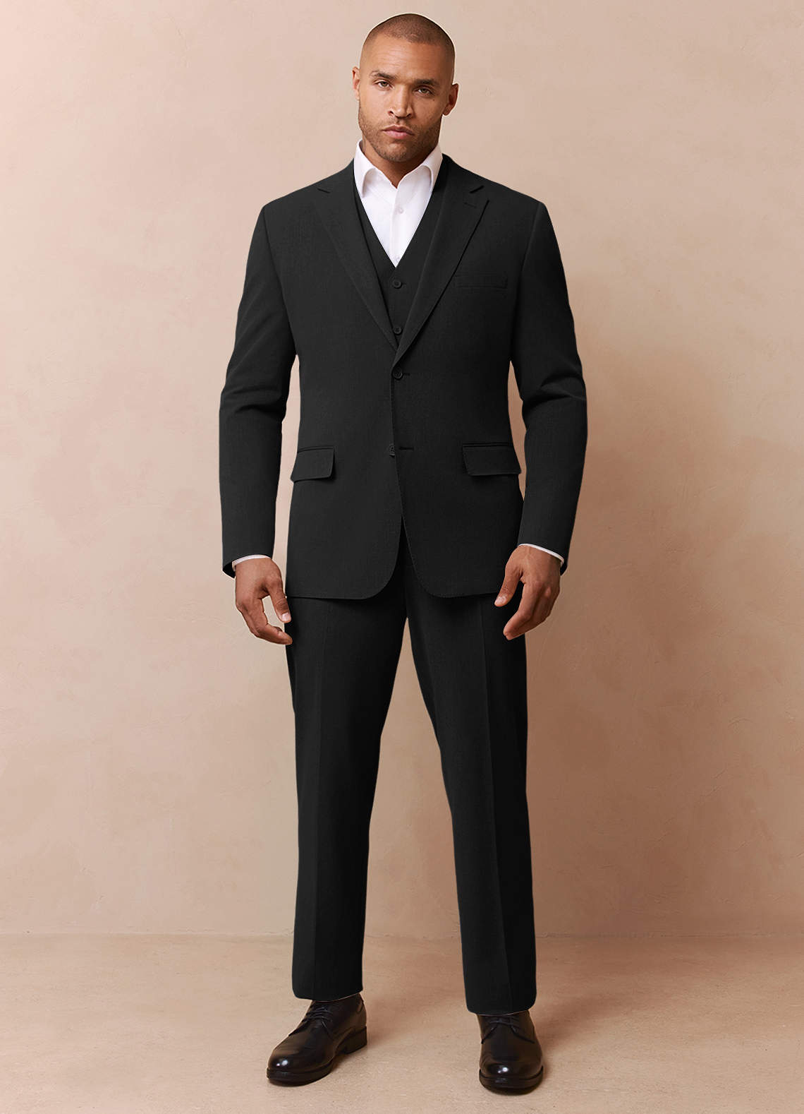 front Savile Black Wool Blend Dress Pants