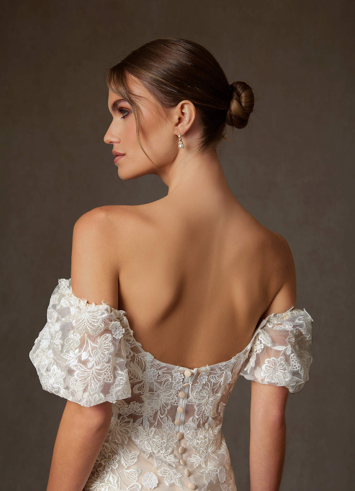 Azazie Vivienne Wedding Dresses Diamond White Champagne A-Line Sweetheart Lace Dress image9