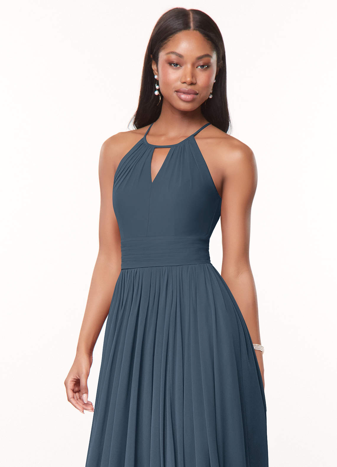 Azazie Cherish Bridesmaid Dresses Neptune A-Line Pleated Chiffon Dress image1