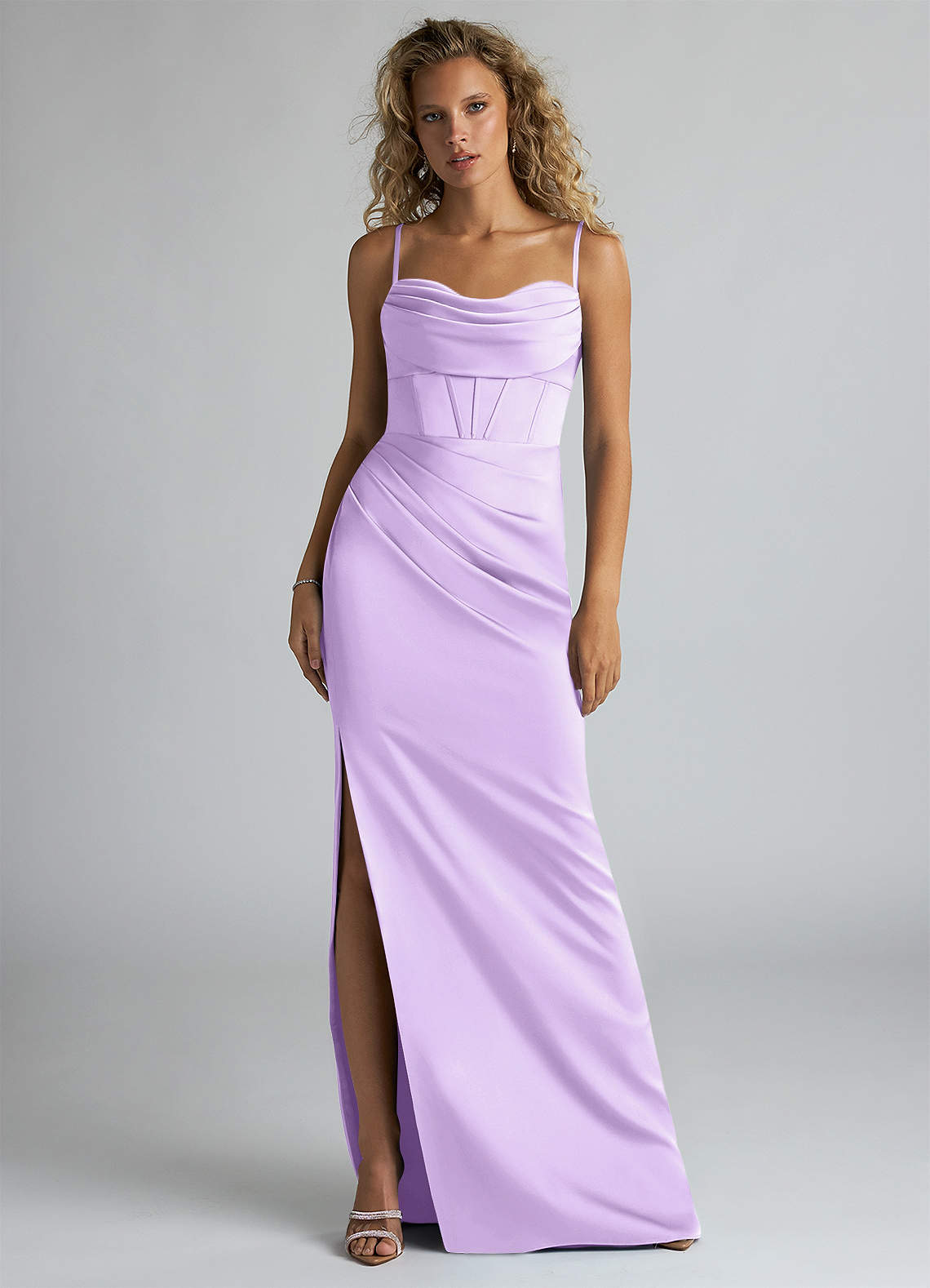 Azazie Mai Lilac Stretch Satin Bridesmaid Dresses | Azazie