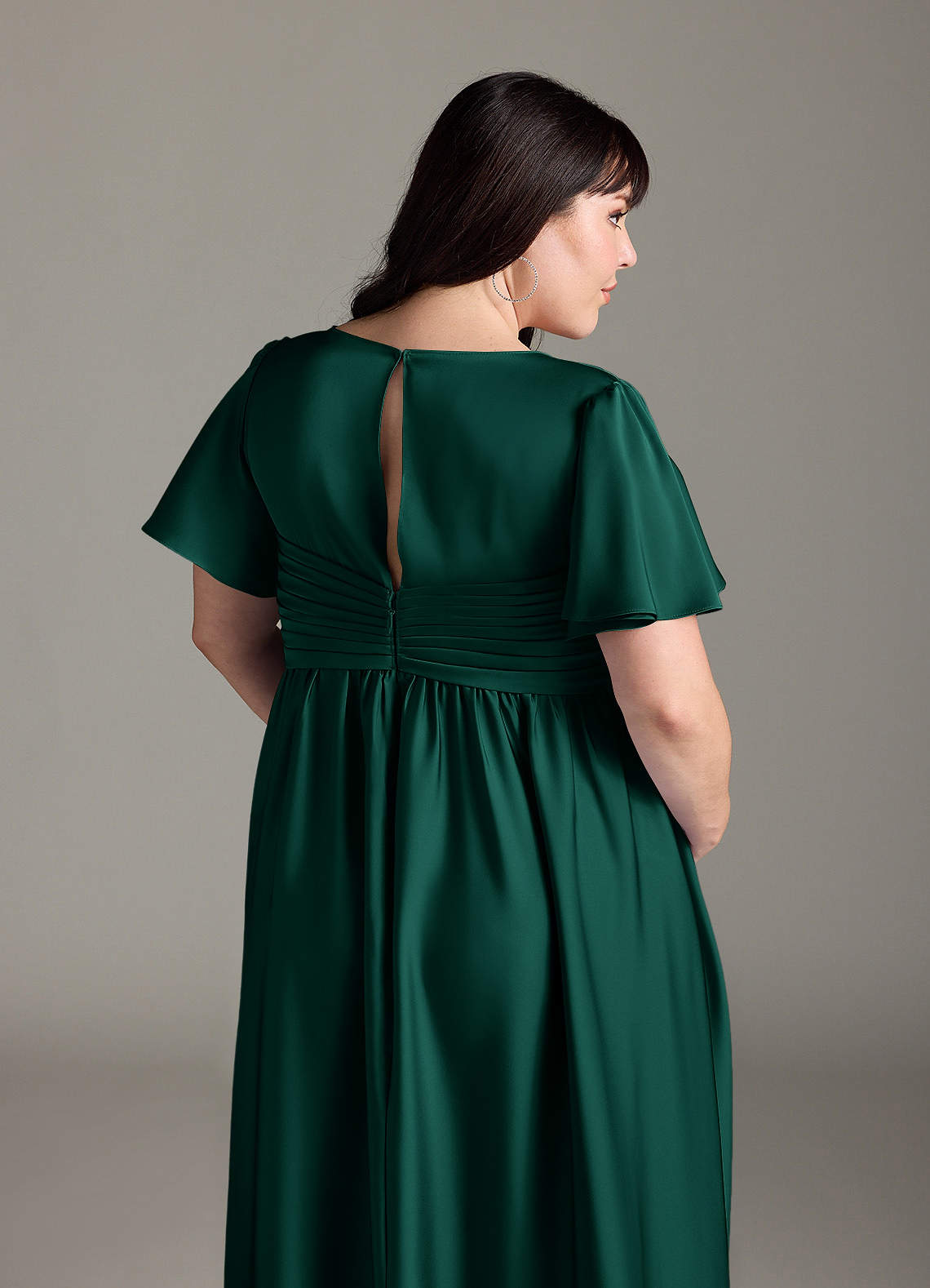 Azazie Verna Maternity Bridesmaid Dresses A-Line Ruched Stretch Satin Floor-Length Dress image9