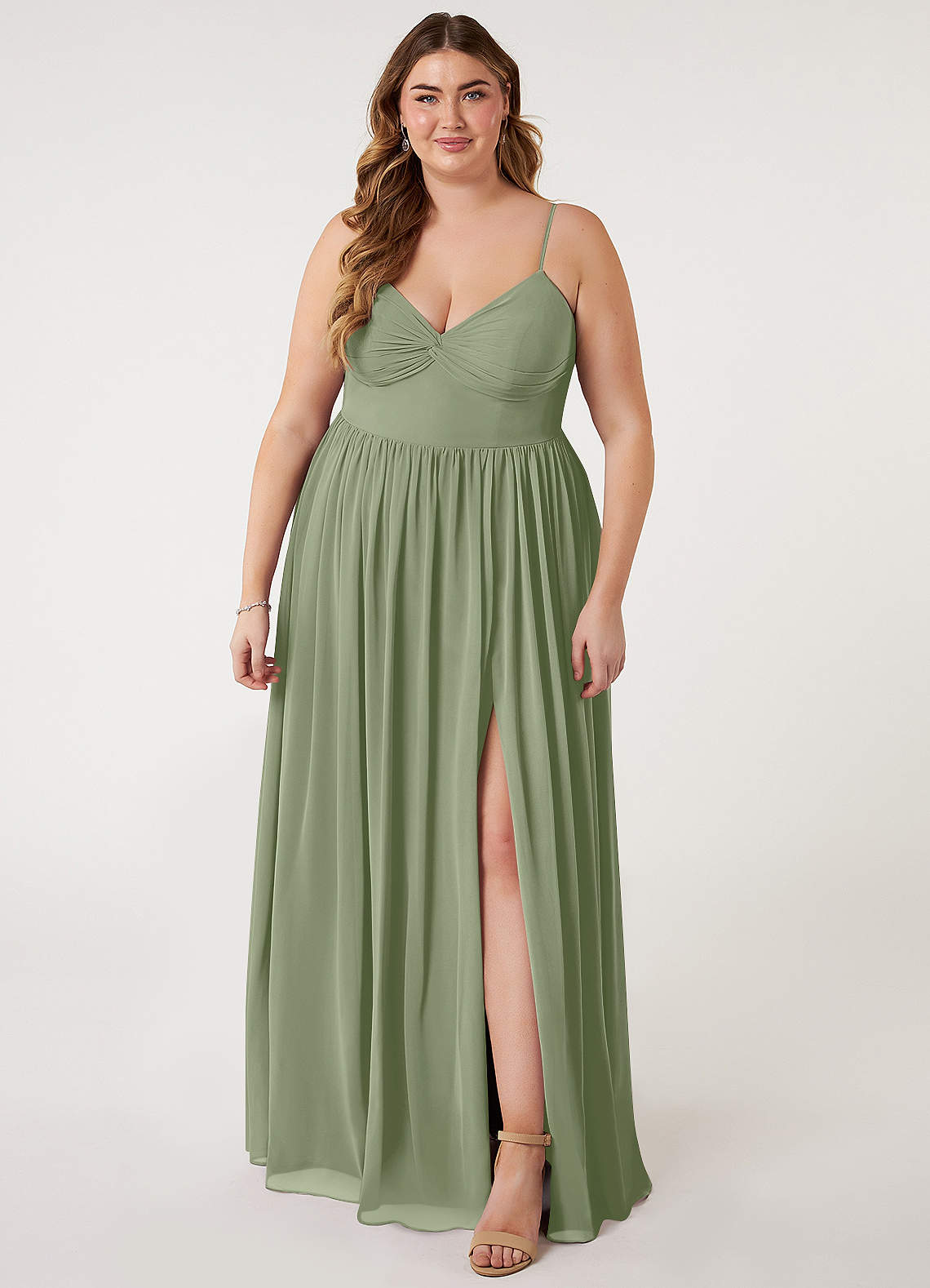 Azazie Zeya Pistachio Chiffon Bridesmaid Dresses | Azazie