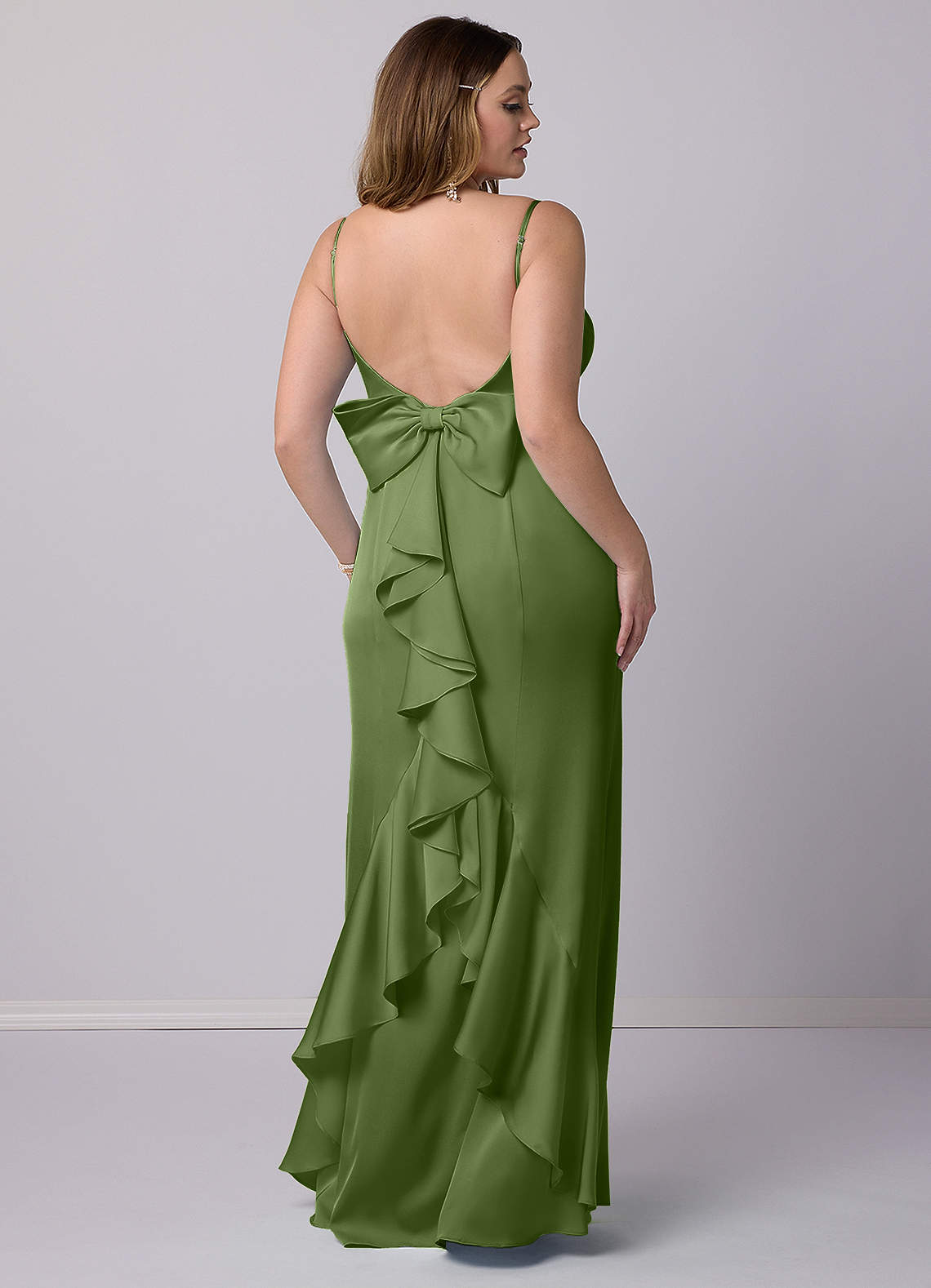 Barbie ♥ Azazie Bridesmaid Dresses Juniper Mermaid Bow Stretch Satin Dress image1