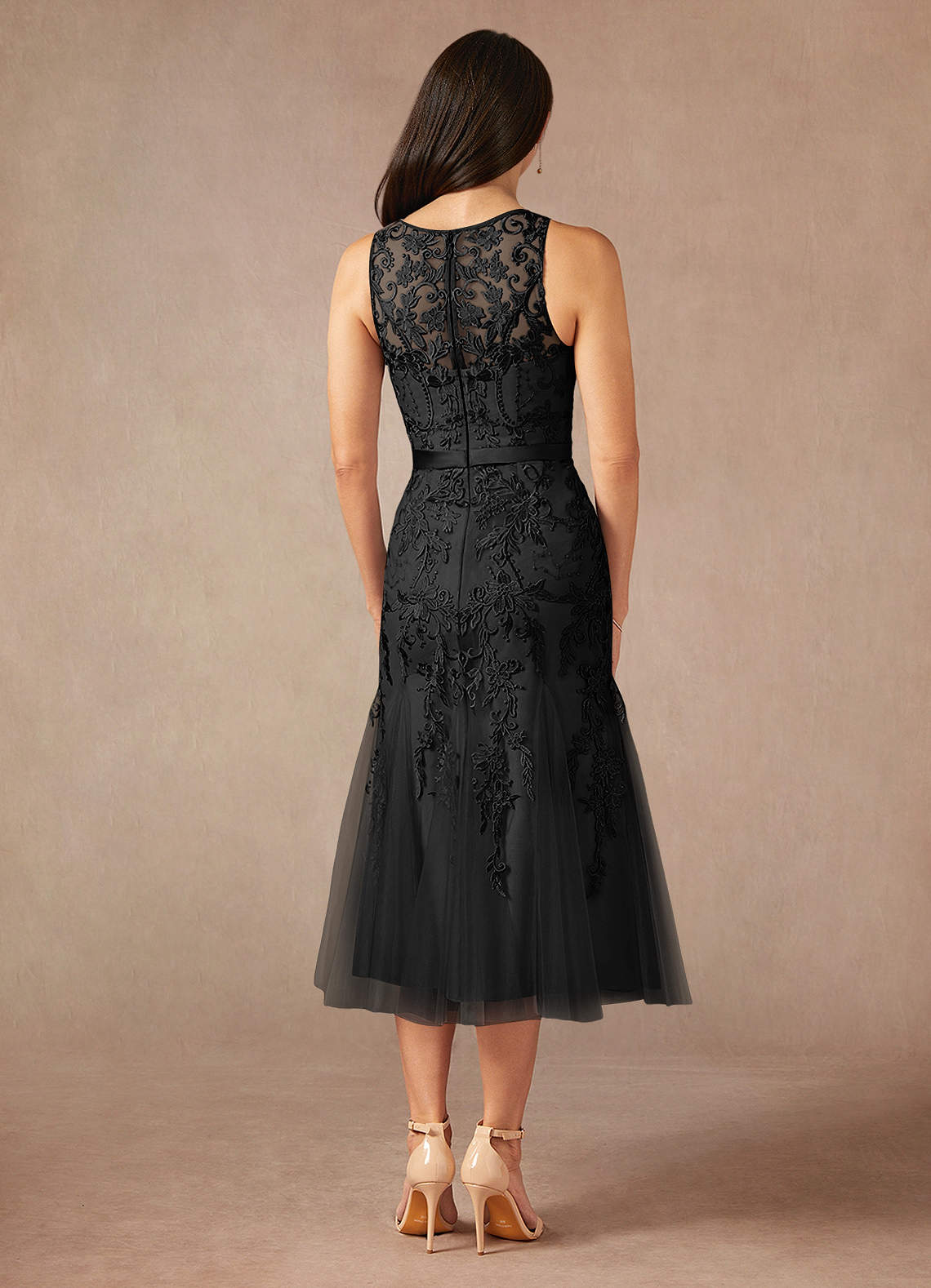 Azazie Herrin Mother of the Bride Dresses Black Mermaid Lace Dress image2