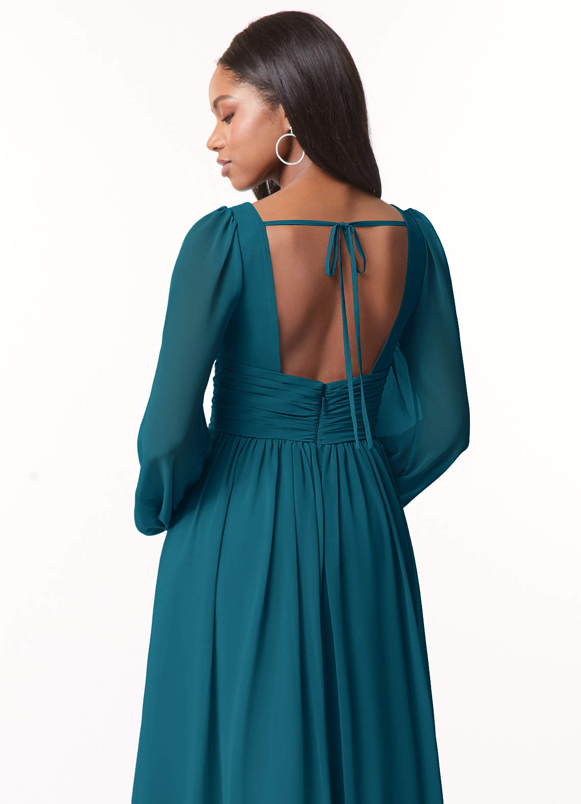 white dress long sleeve formal Long Sleeves Bodycon V-Neck Lace Top Wedding Dress with Chiffon