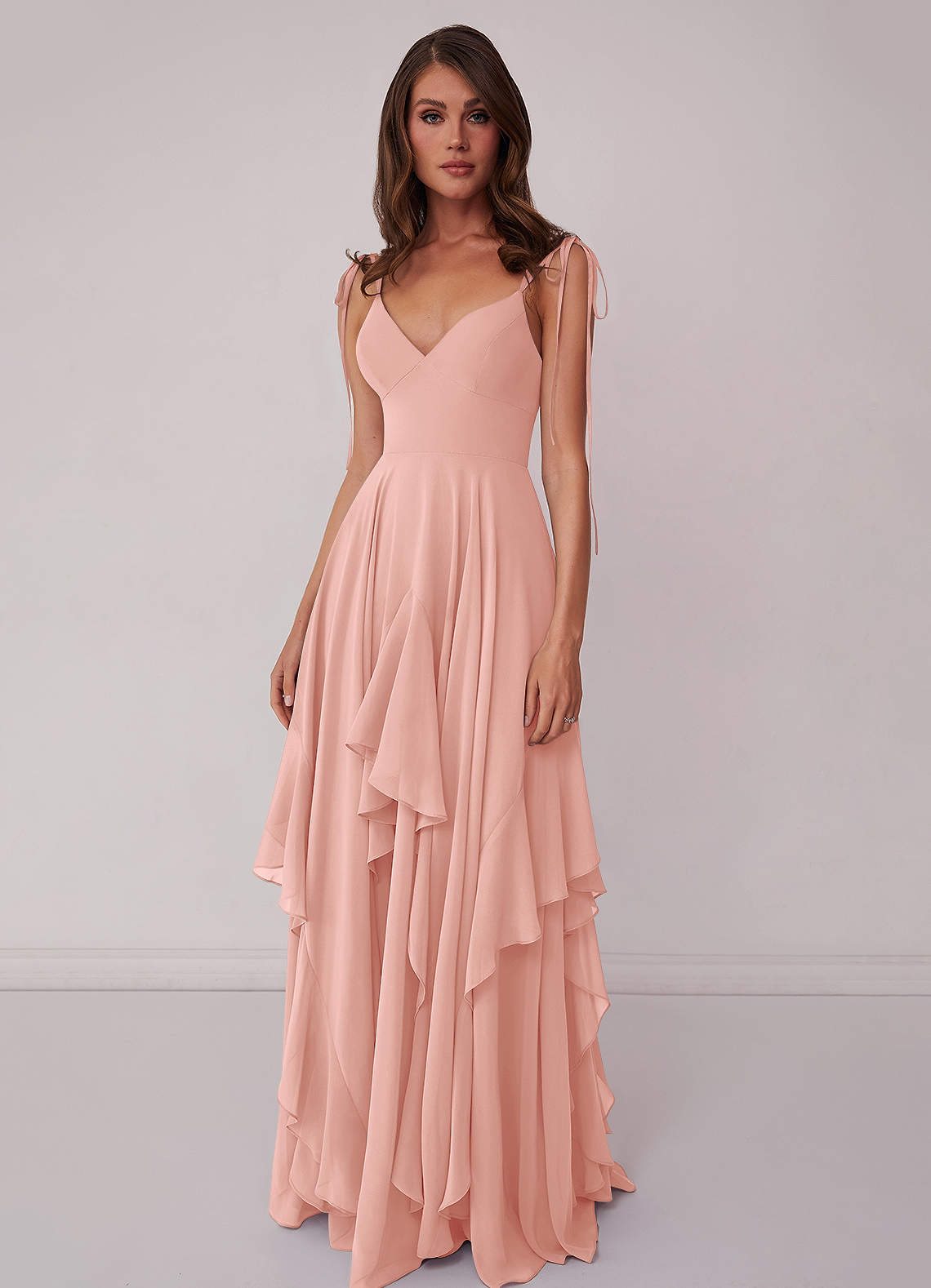 Barbie ♥ Azazie Bridesmaid Dresses Rosette A-Line Bow Chiffon Dress image1